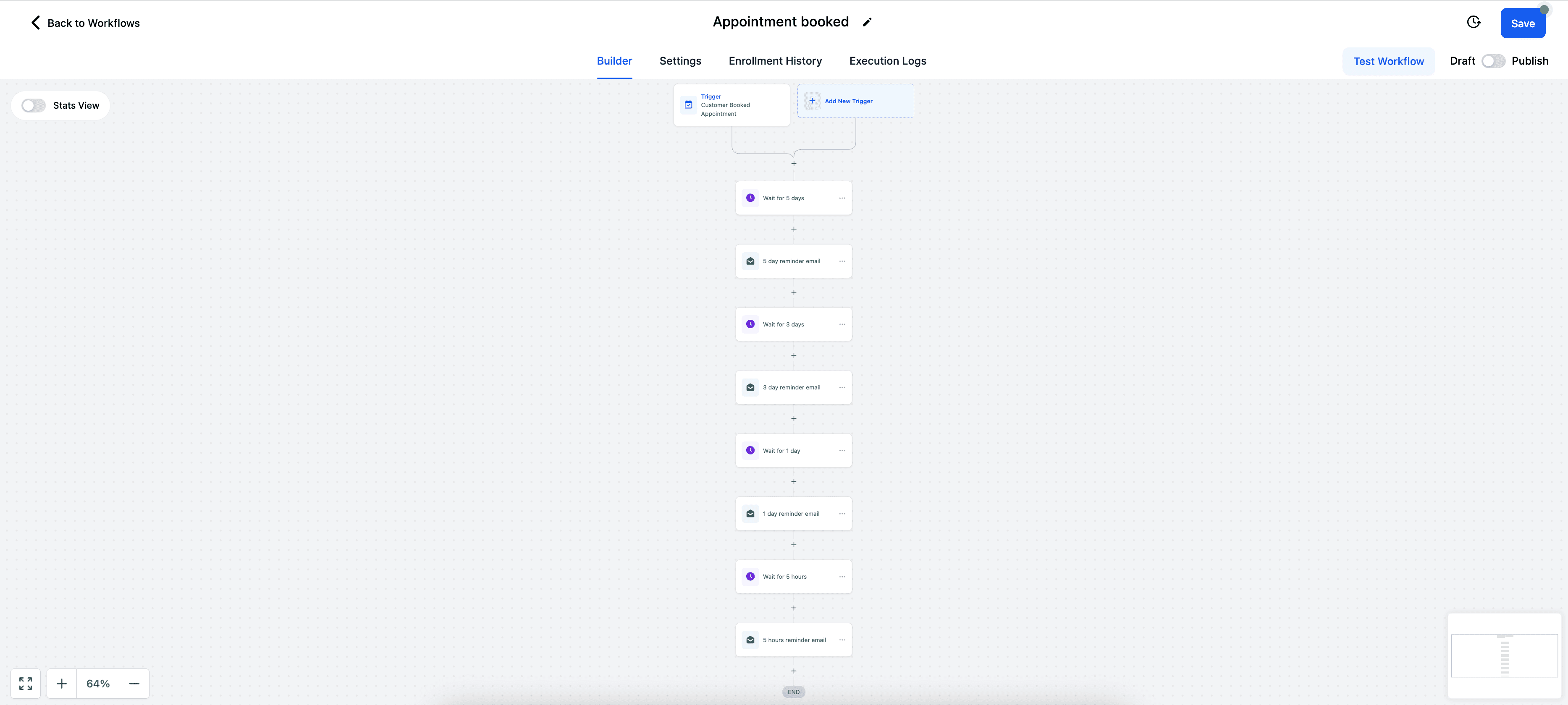 Schermata 1 — Scenari degli appuntamenti nel Workflow