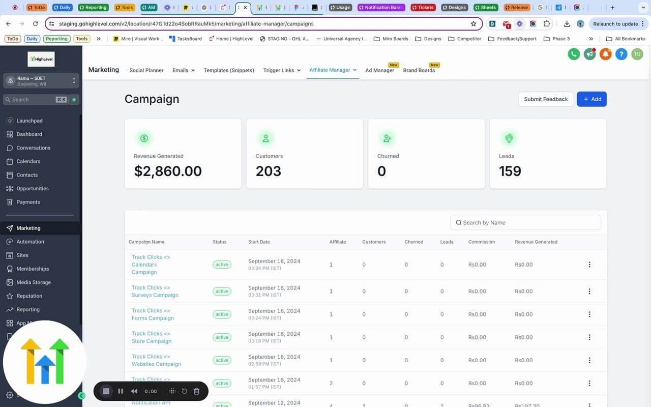 Schermata 1 — Video Walkthrough dell'Affiliate Manager