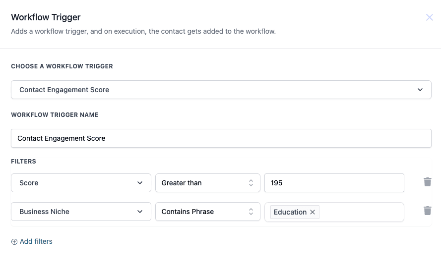 Schermata 1 — Workflow Trigger - Punteggio di Coinvolgimento del Contatto