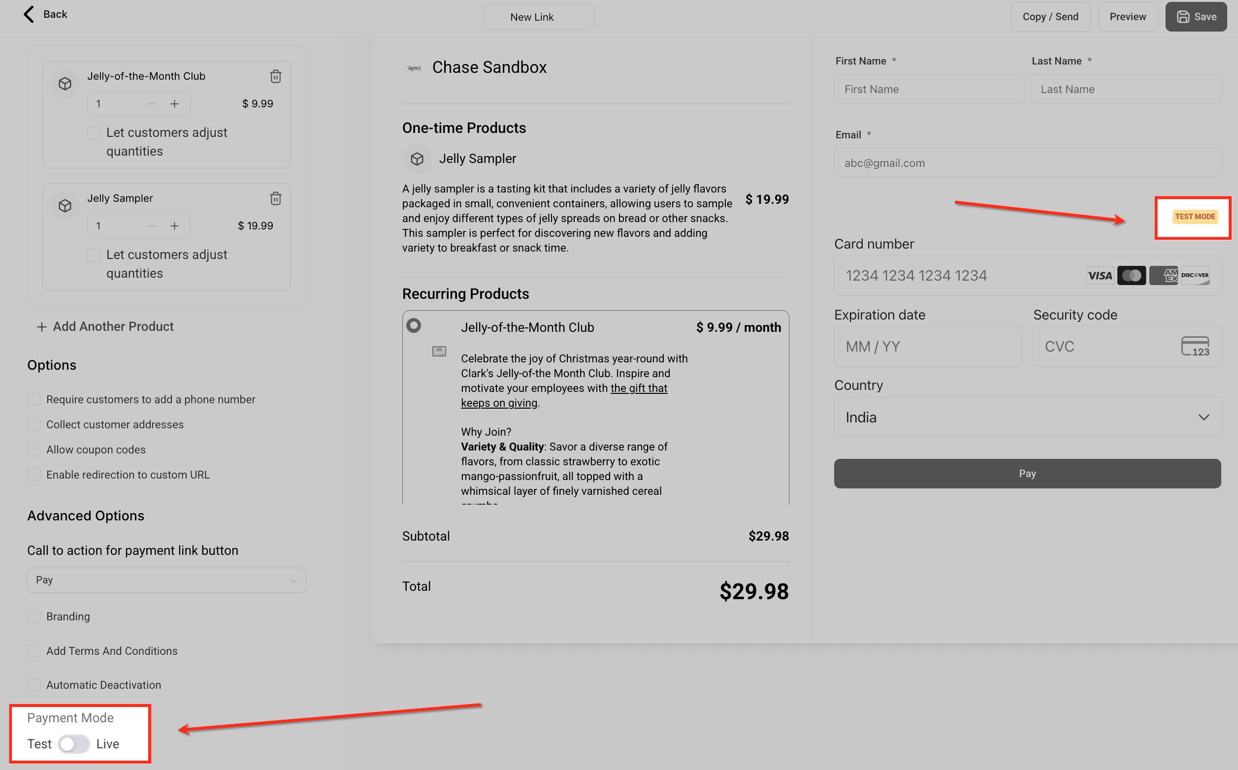 Schermata 14 — Come configurare un Payment Link per più prodotti (una tantum e ricorrenti)