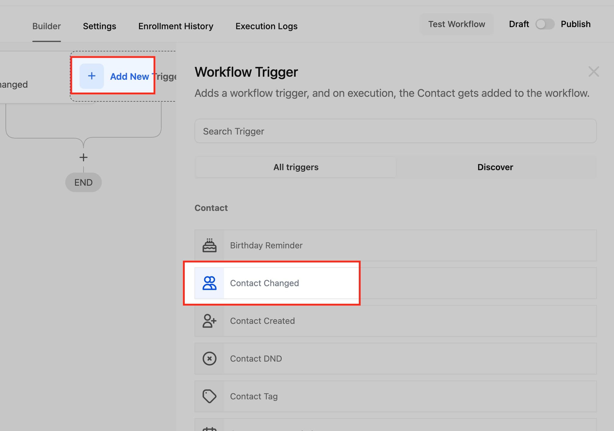 Schermata 3 — Workflow Trigger - Contatto Modificato