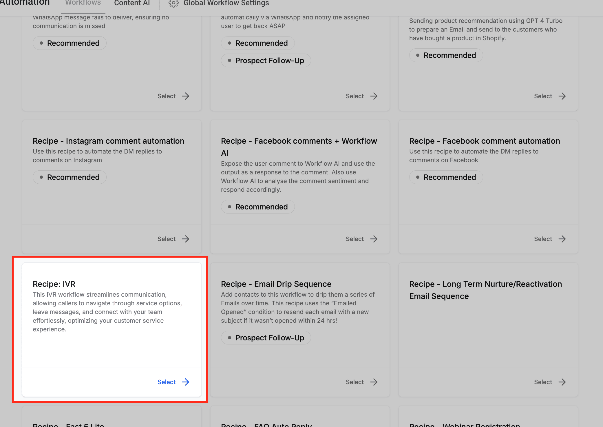 Schermata 2 — Guida all'IVR (Interactive Voice Response) - Trigger e Azioni