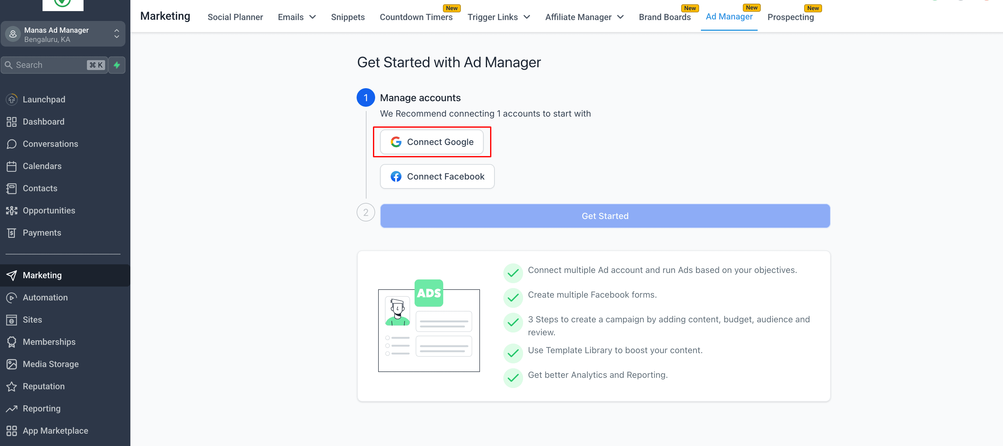 Schermata 3 — Connetti Google con Ad Manager