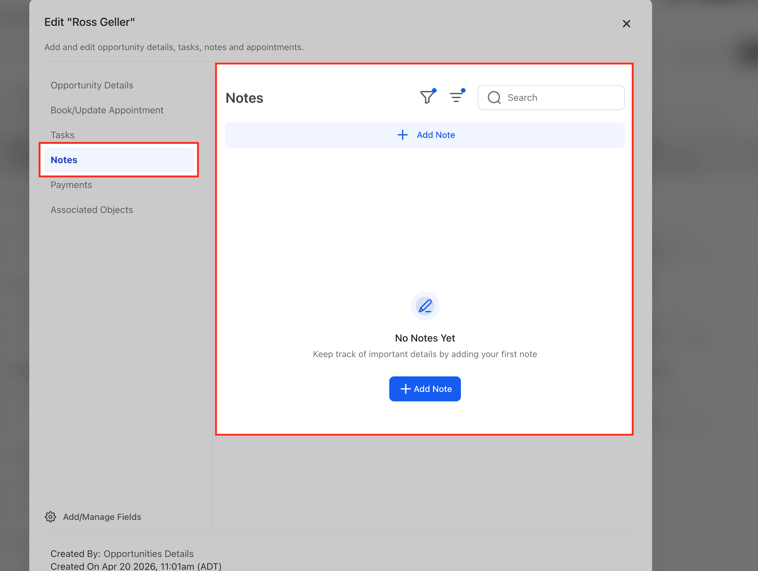 Schermata 4 — Modificare le Opportunità