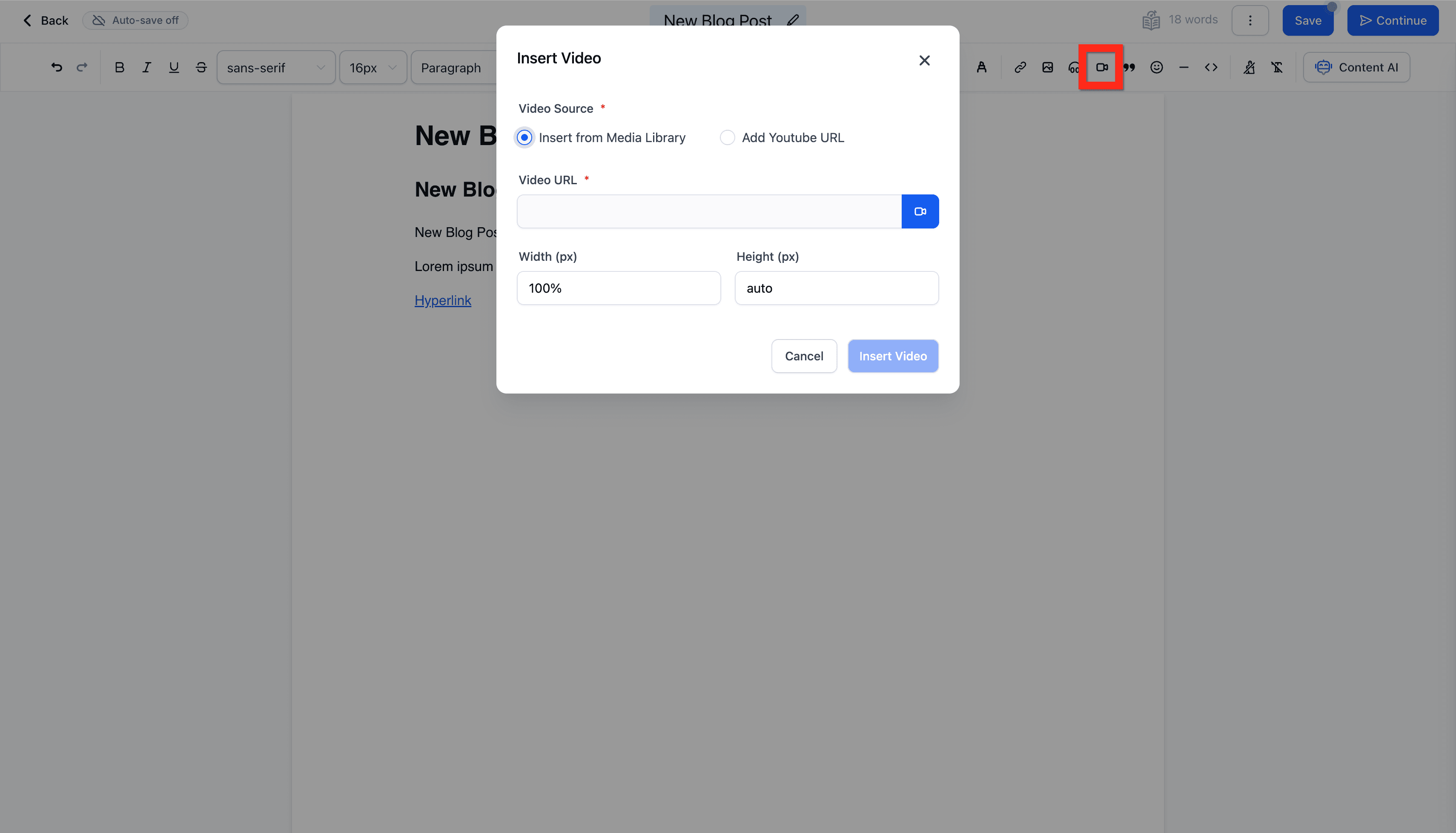 Schermata 8 — Creare articoli del blog