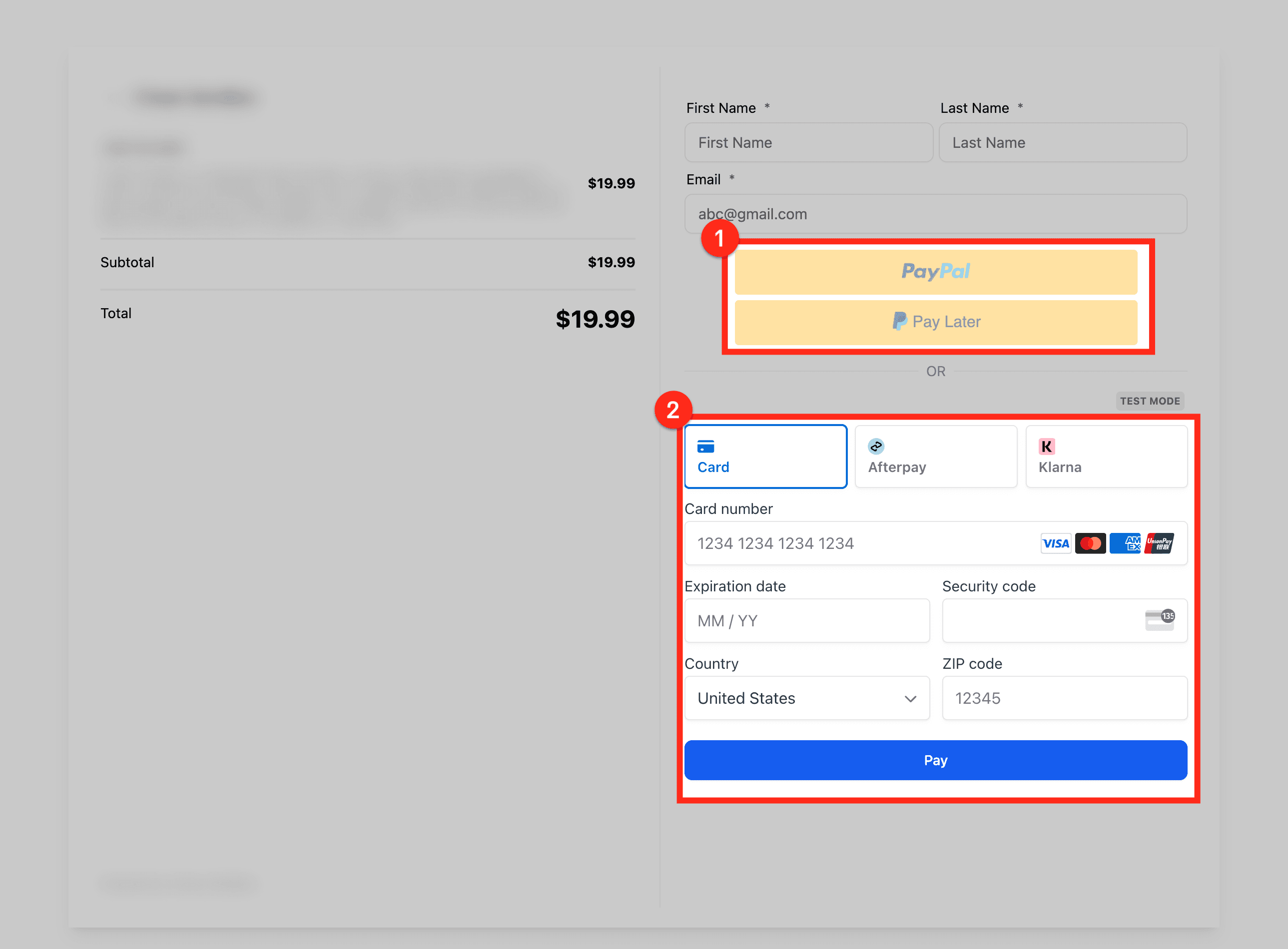 Schermata 5 — Aggiungere i Pulsanti PayPal agli Elementi di Pagamento