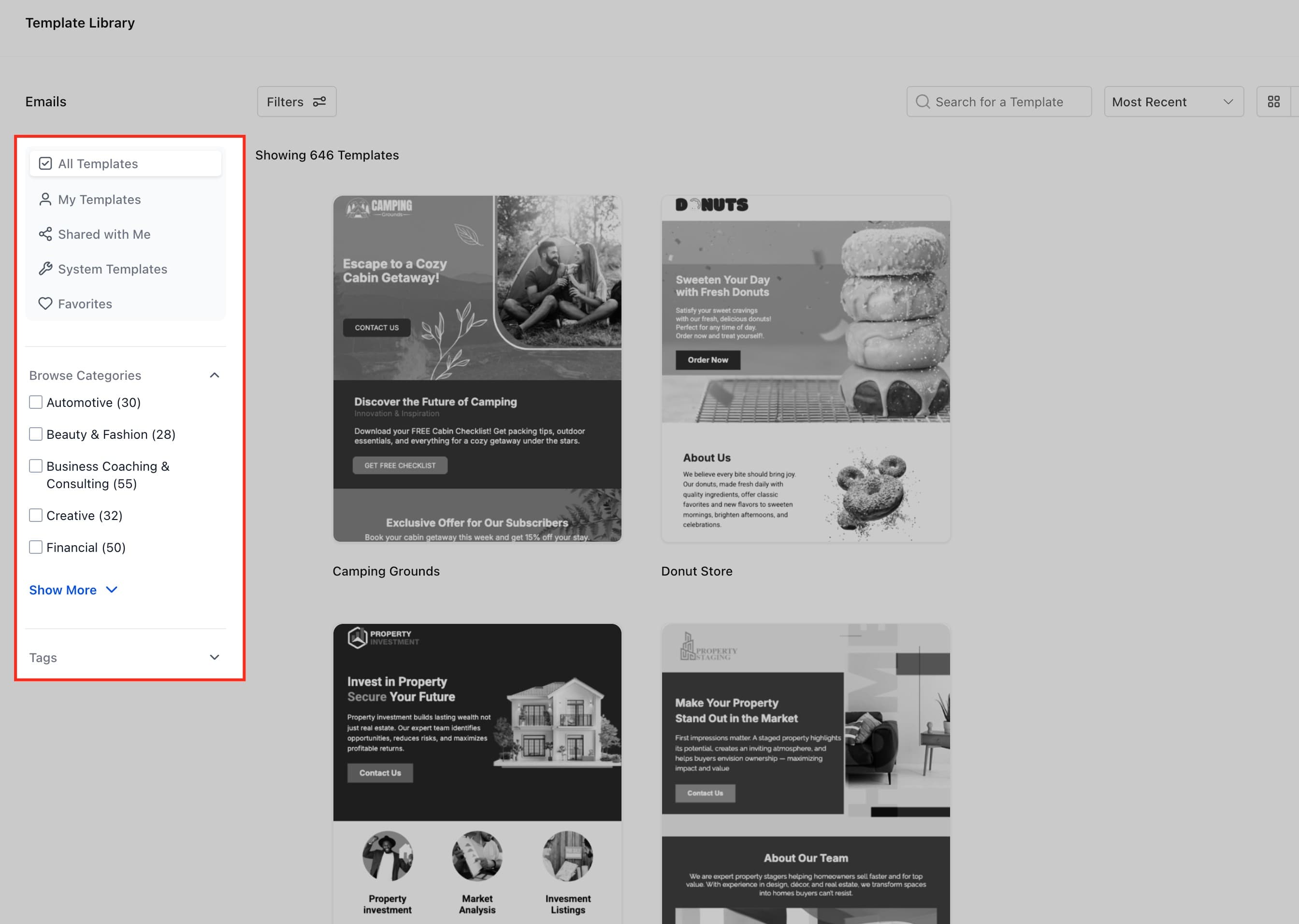 Schermata 8 — Come usare la Libreria di Template per creare email brandizzate di richiesta recensione