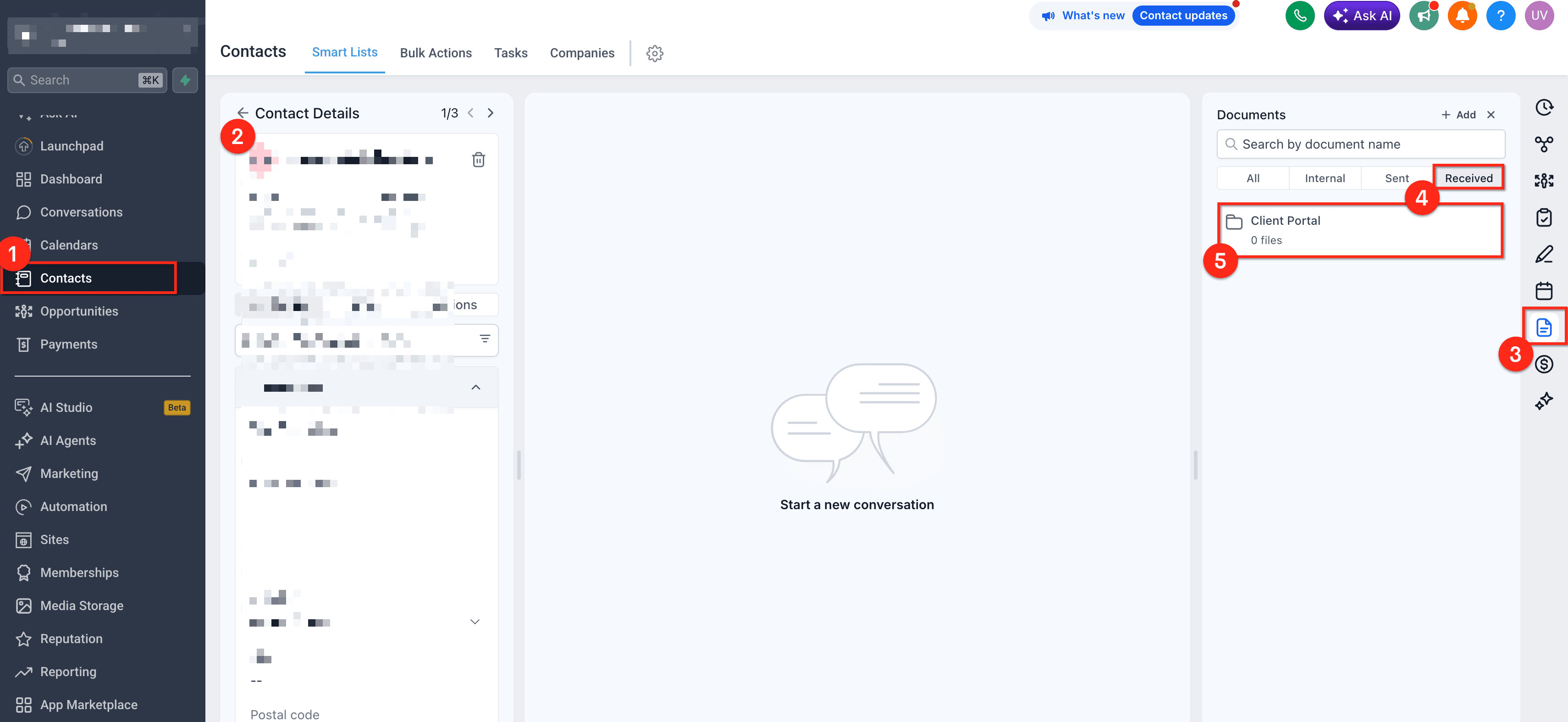 Schermata 2 — Carica documenti tramite il Client Portal