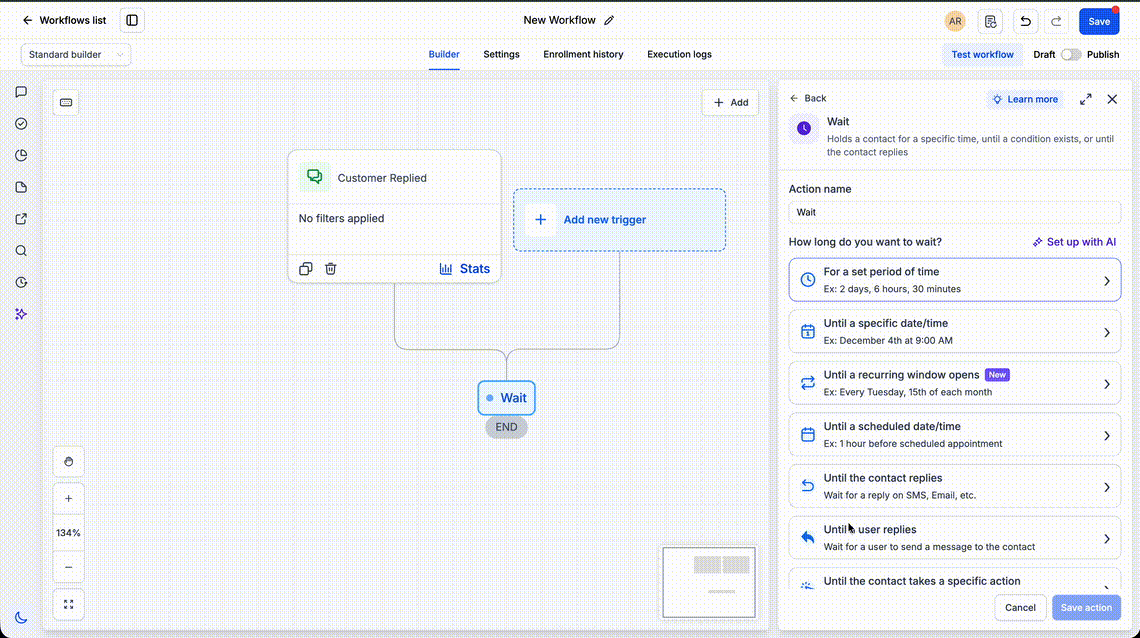 Schermata 10 — Azione Workflow - Wait