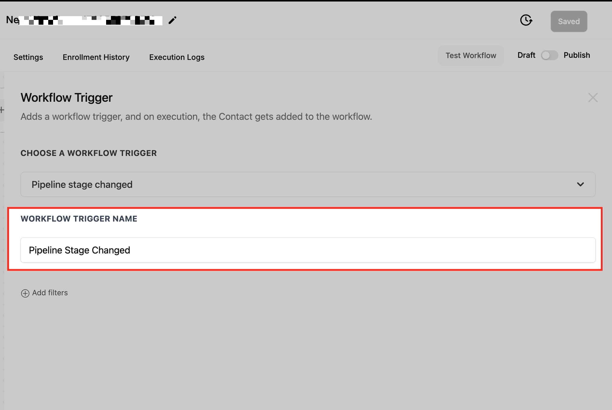 Schermata 3 — Workflow Trigger - Pipeline Stage Changed