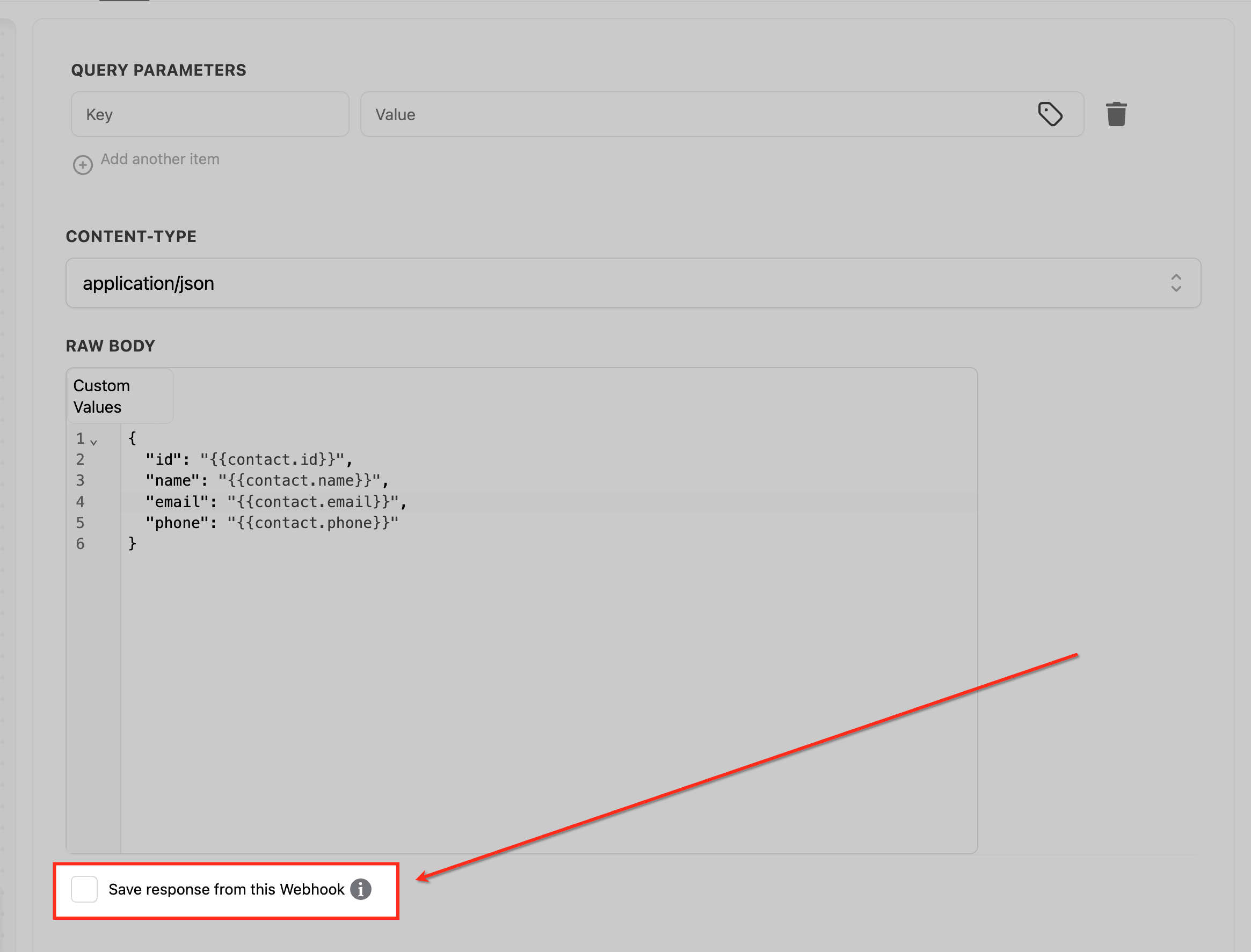Schermata 10 — Azione Workflow - Custom Webhook