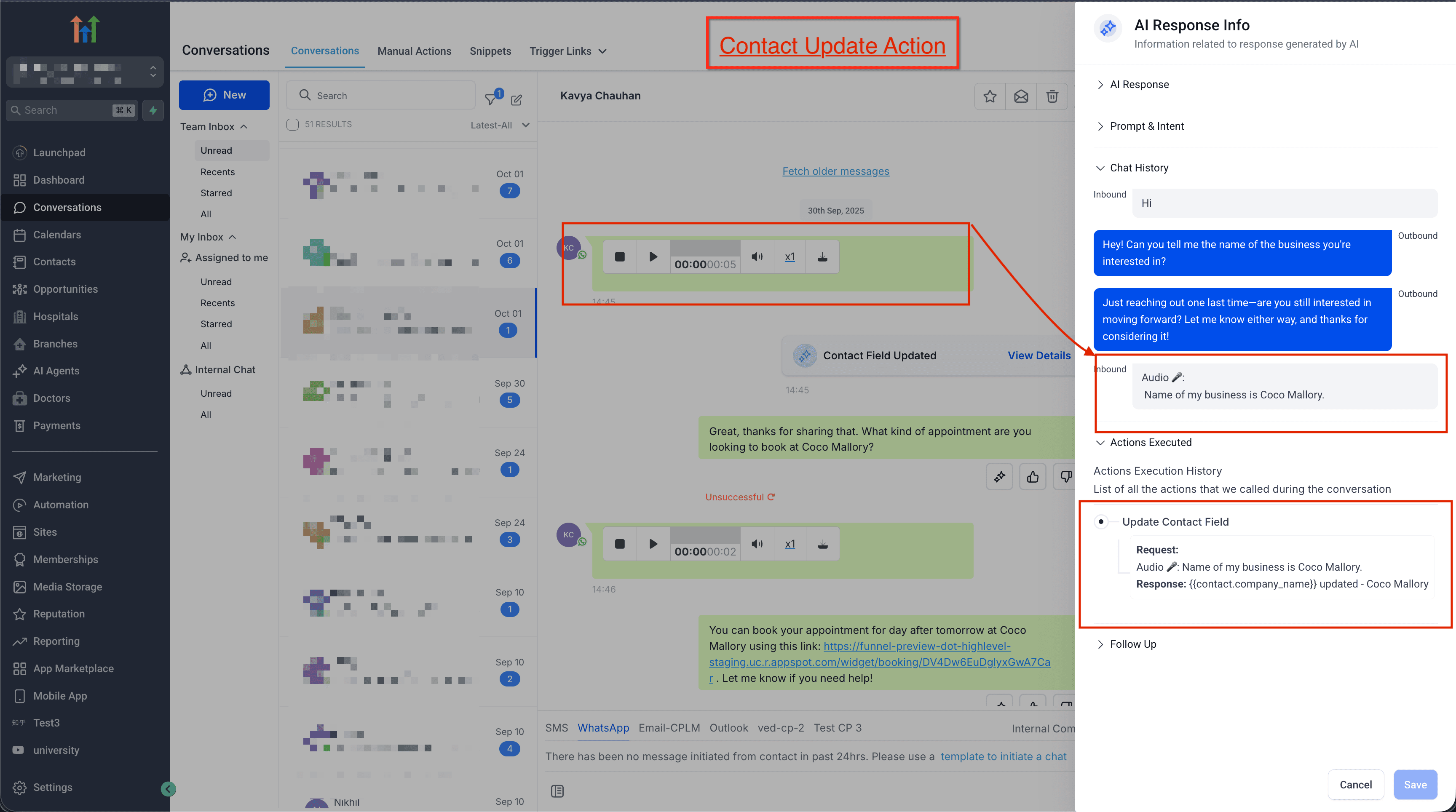 Schermata 4 — I Bot di Conversations AI ora possono rispondere all'audio