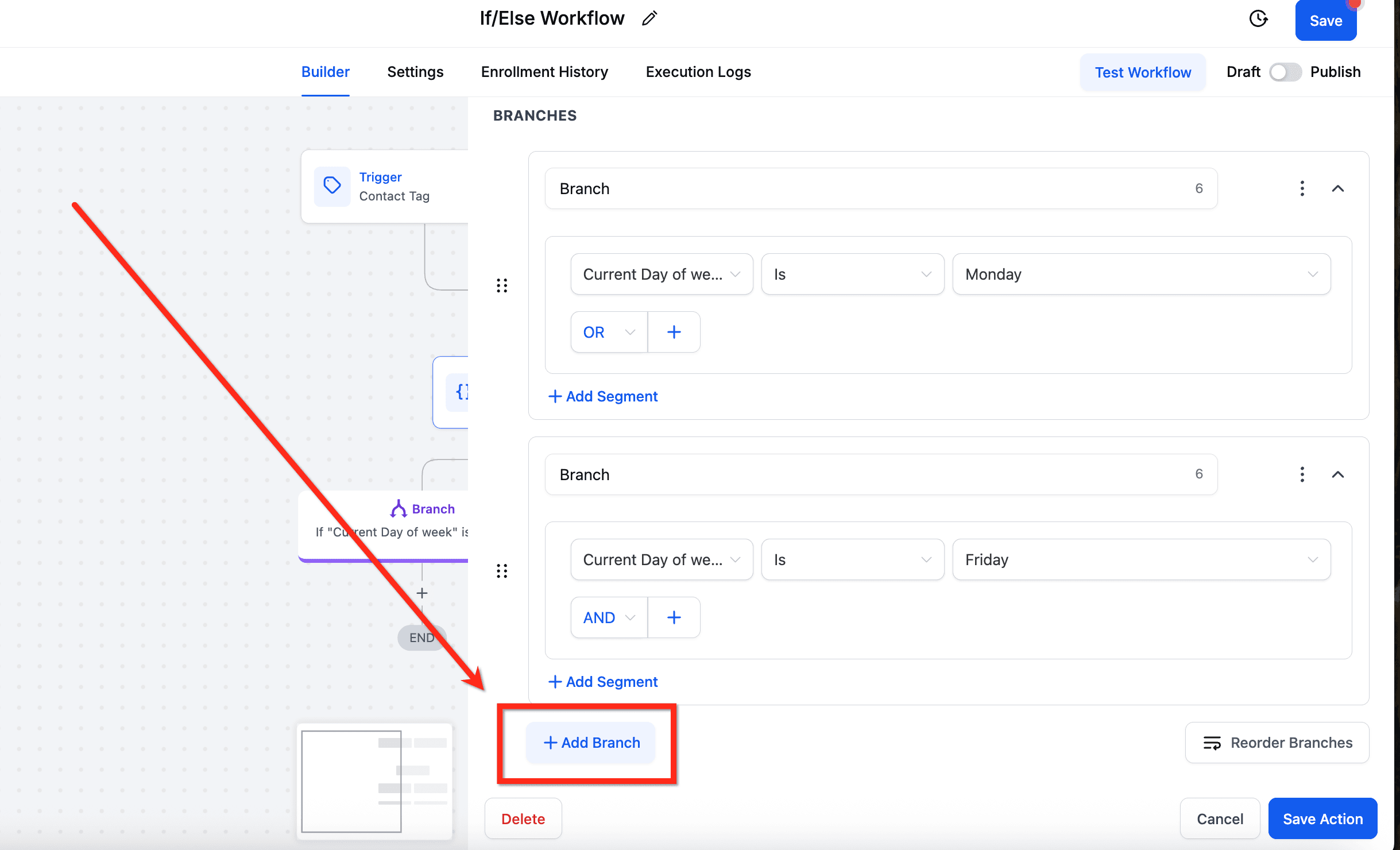 Schermata 3 — Azione Workflow - If/Else