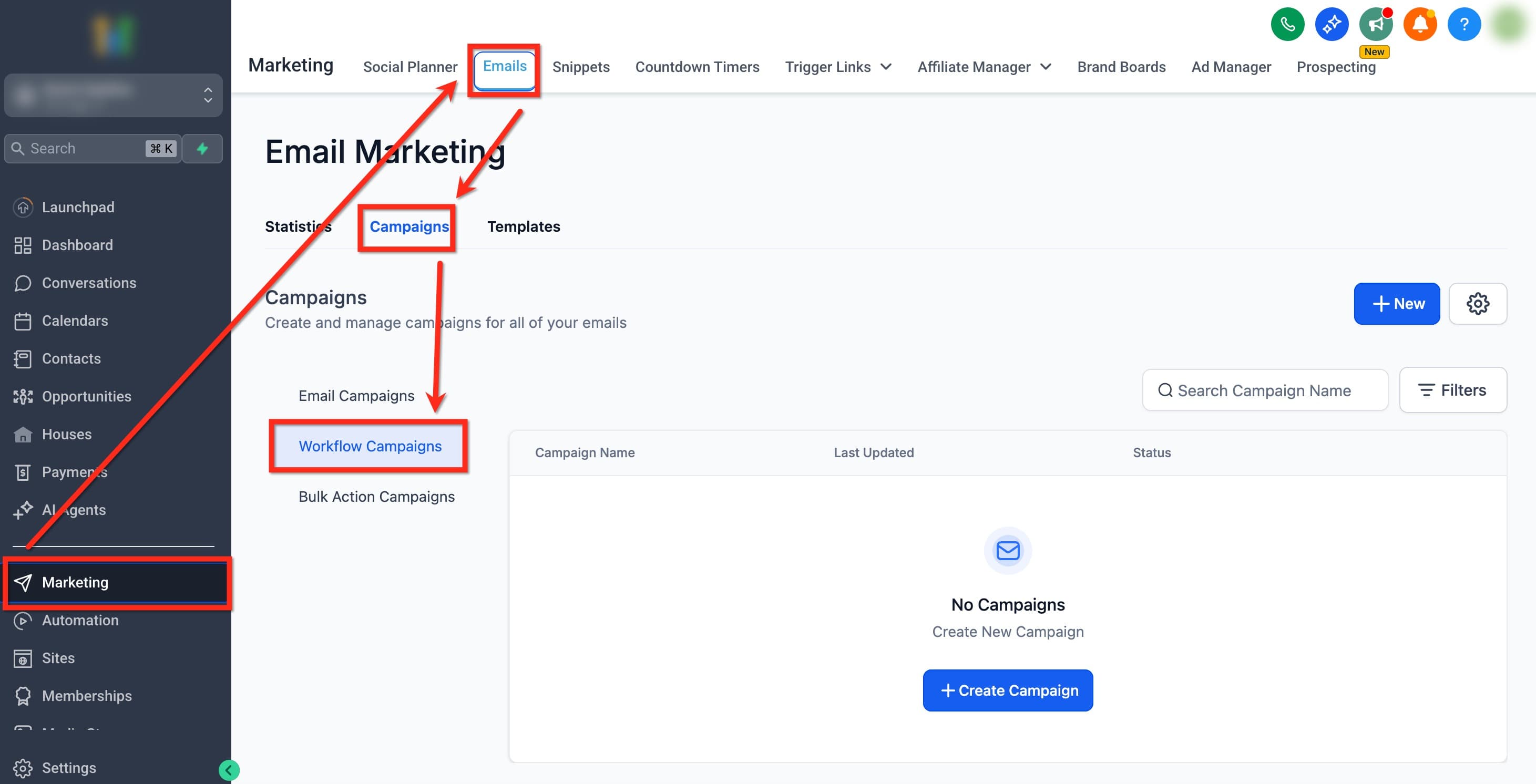 Schermata 1 — Gestione dei Template Email negli Step del Workflow