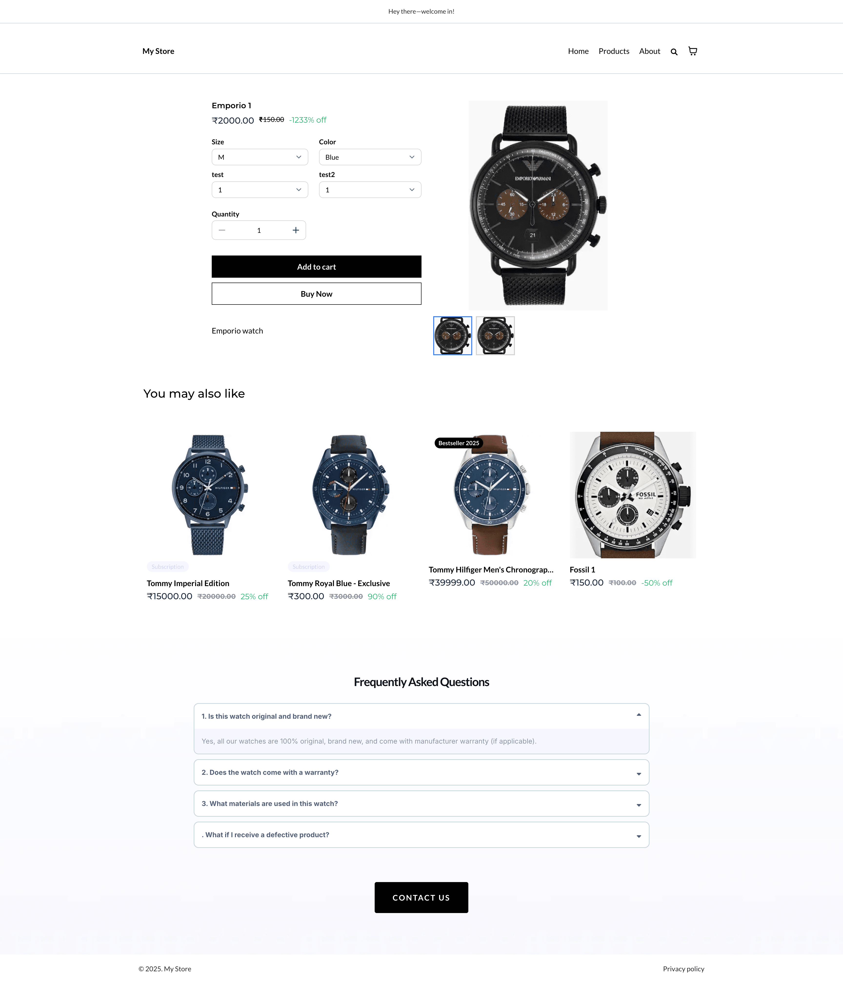 Schermata 4 — Pagina Dettaglio Prodotto Personalizzata per gli Store E-commerce