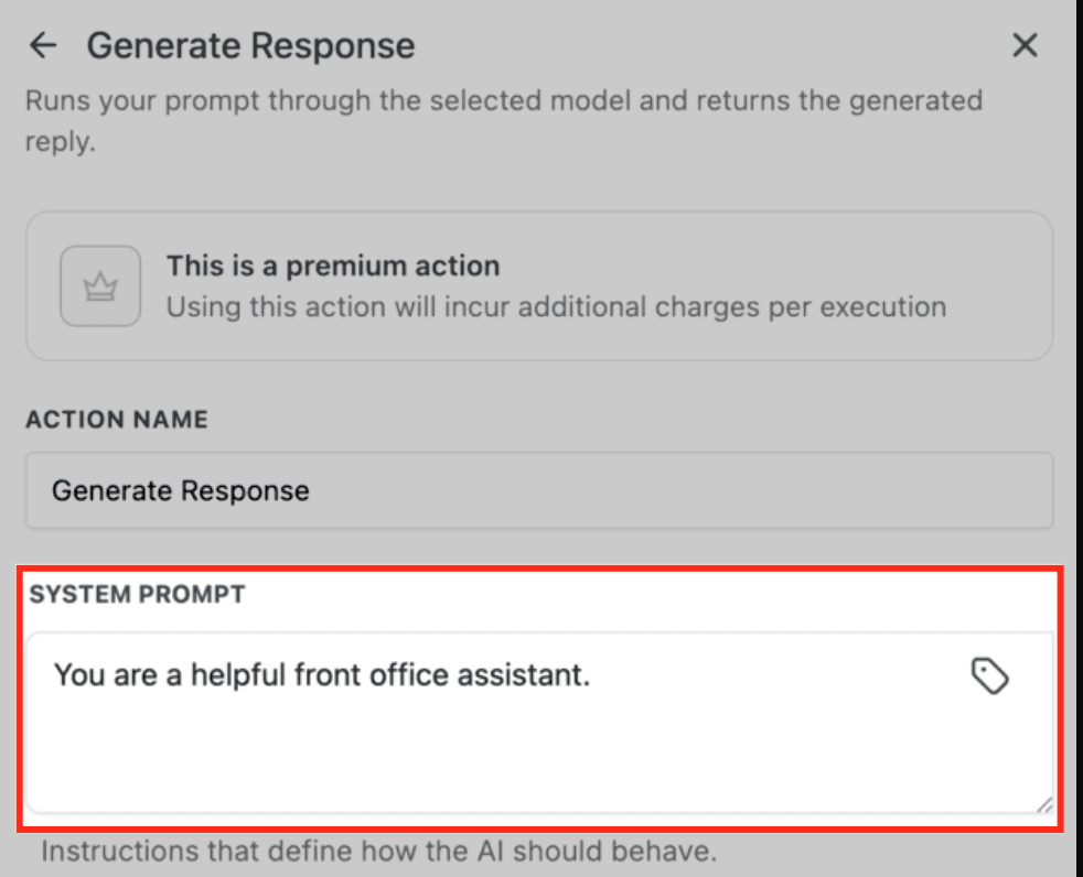 Schermata 7 — Azione Workflow: OpenRouter Generate Response