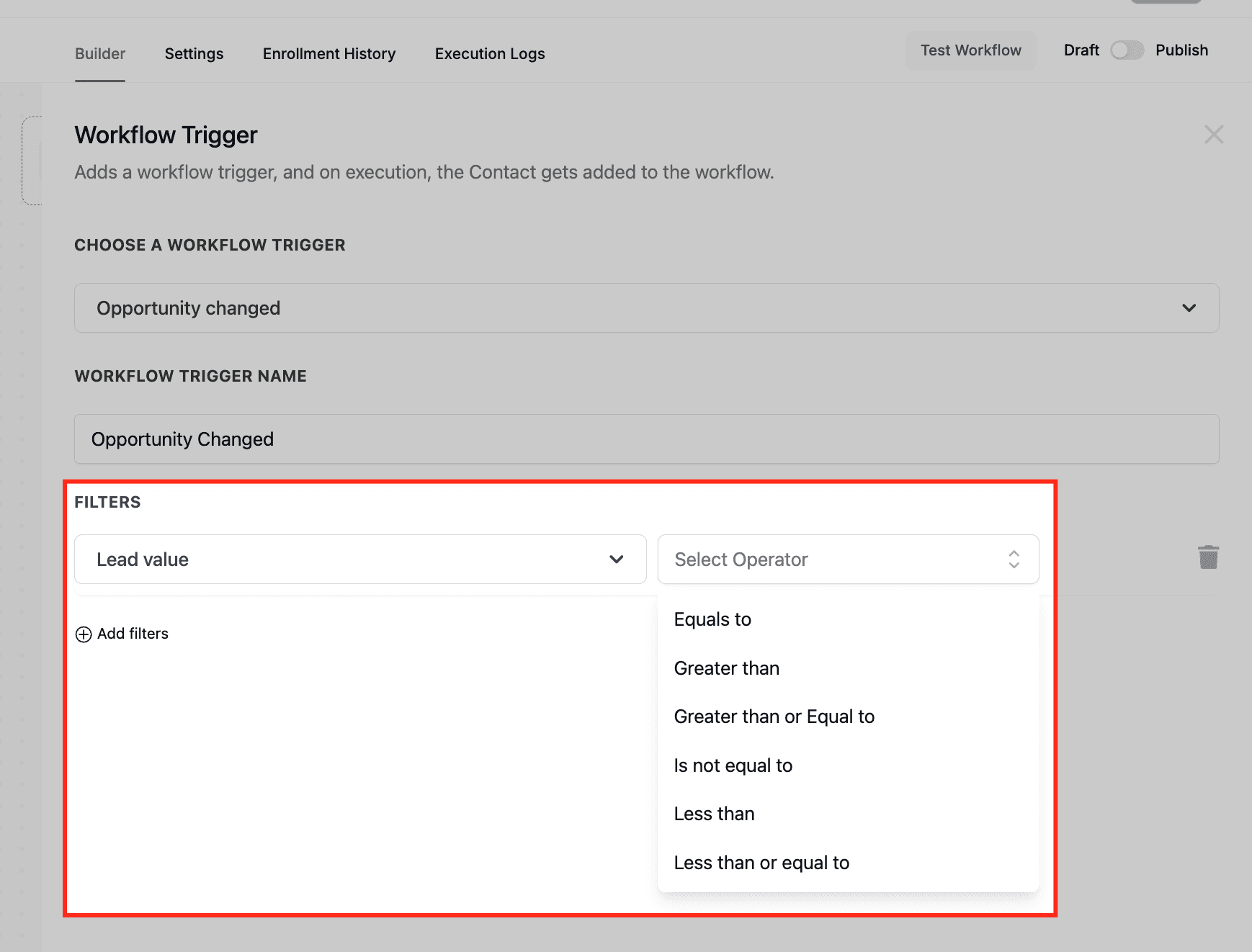 Schermata 7 — Workflow Trigger - Opportunity Changed