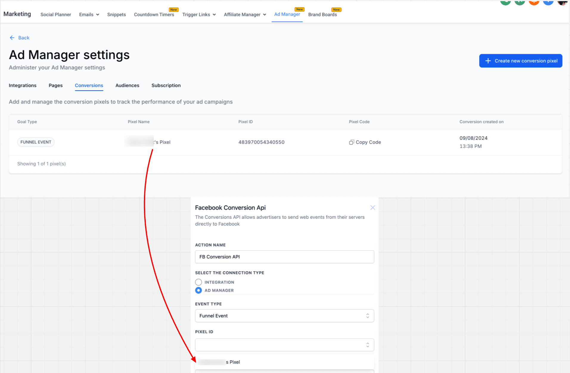 Schermata 5 — Come inviare un'azione Meta Conversion API per Ad Manager?