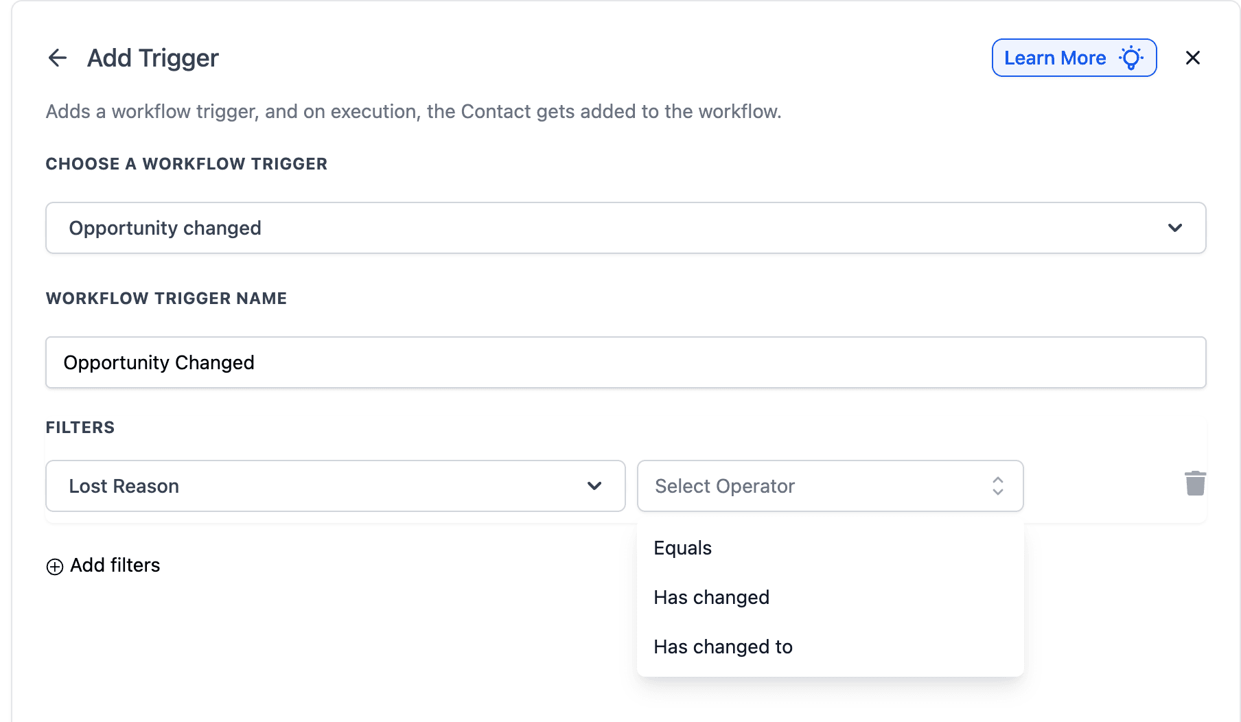 Schermata 8 — Workflow Trigger - Opportunity Changed