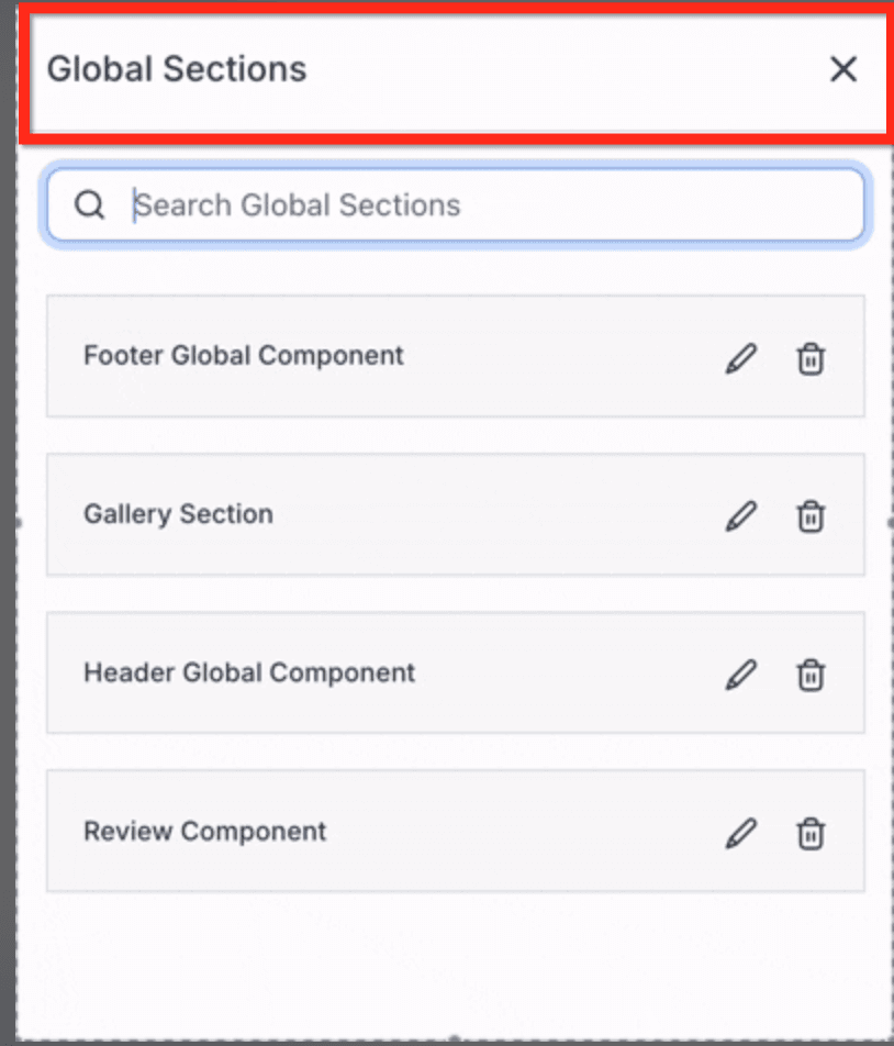 Schermata 1 — Usare le Sezioni Globali nel Page Builder