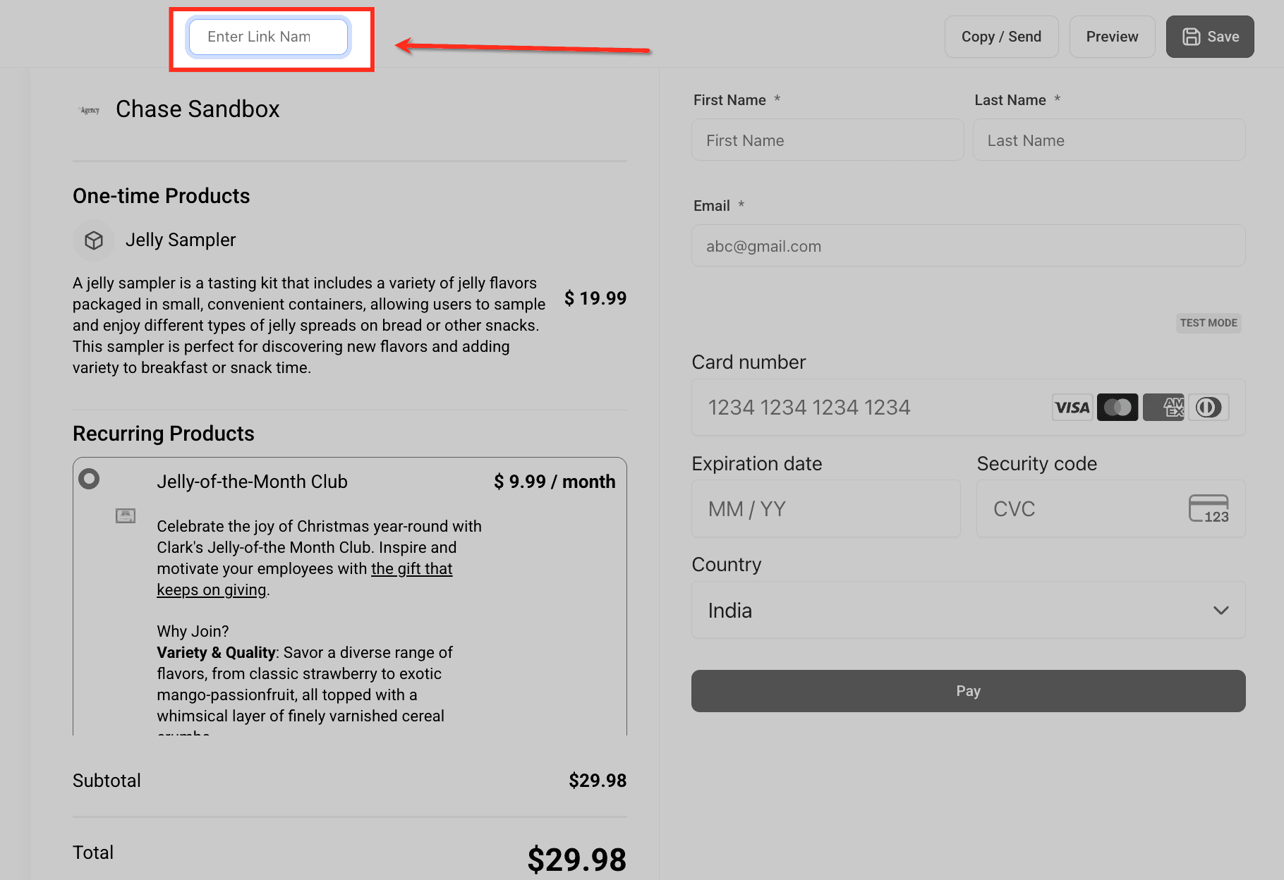 Schermata 15 — Come configurare un Payment Link per più prodotti (una tantum e ricorrenti)
