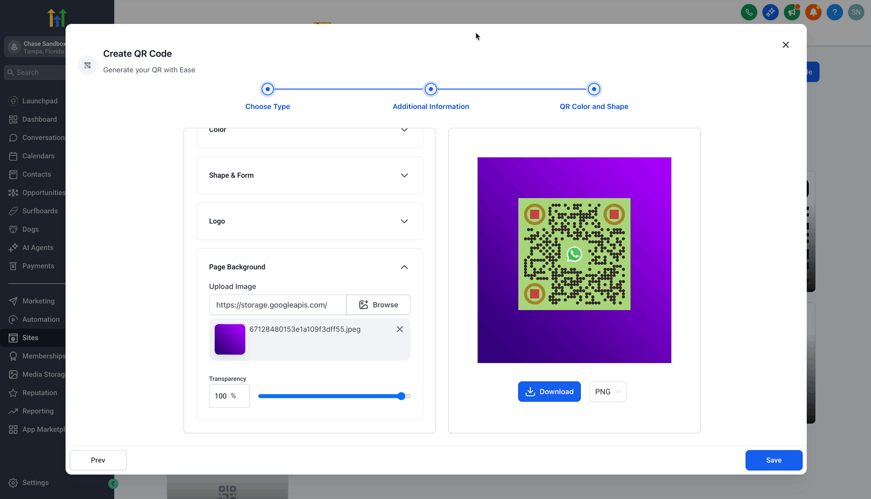 Schermata 8 — Come creare vCard nel QR Code Builder