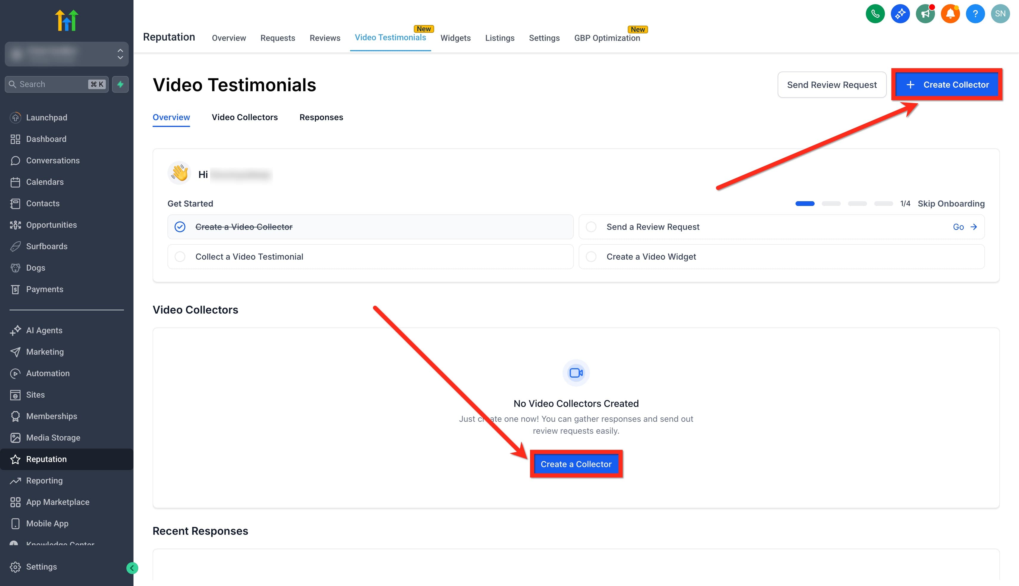 Schermata 2 — Gestione della Reputazione - Video Testimonianze