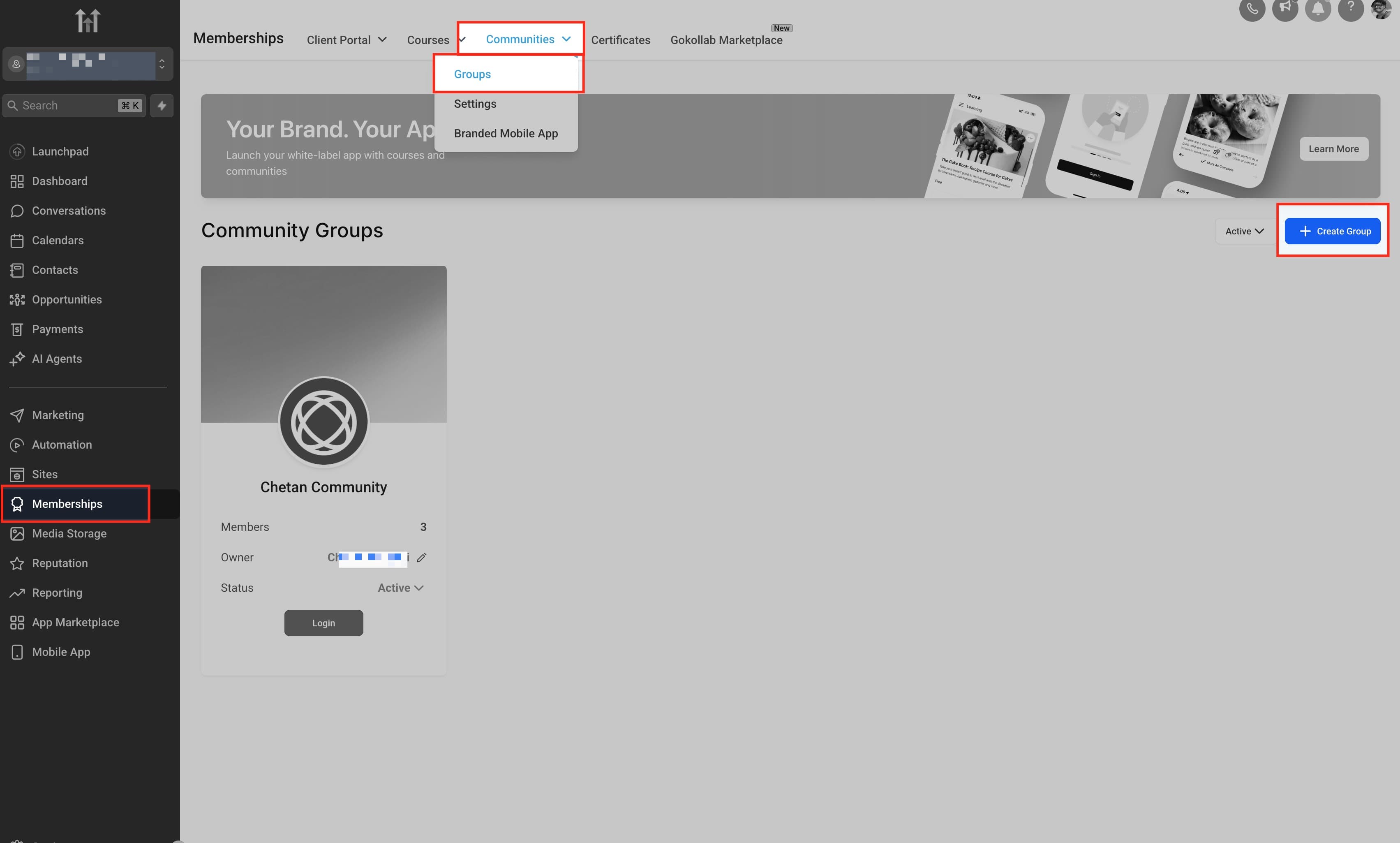 Schermata 13 — Come configurare, personalizzare e gestire le tue Community