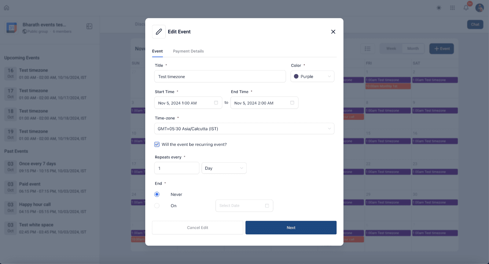 Schermata 8 — Eventi della Community