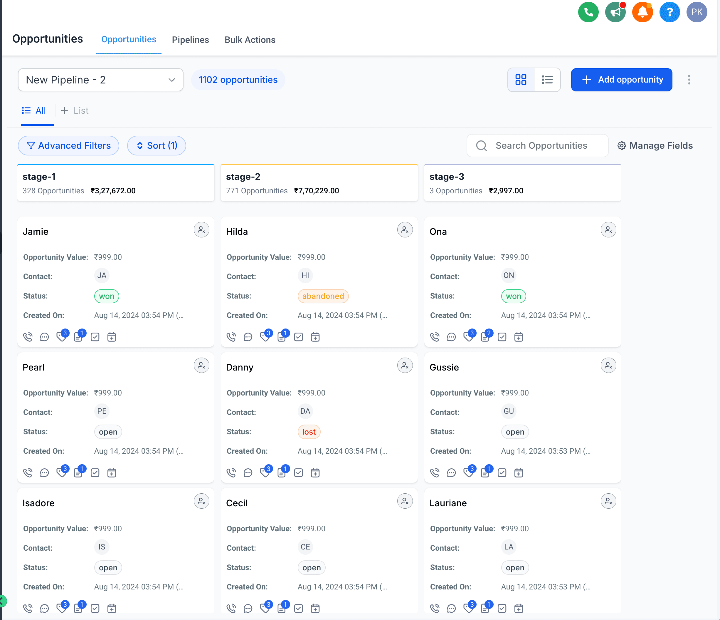 Schermata 5 — Personalizzare le Schede Opportunità nella Vista Board