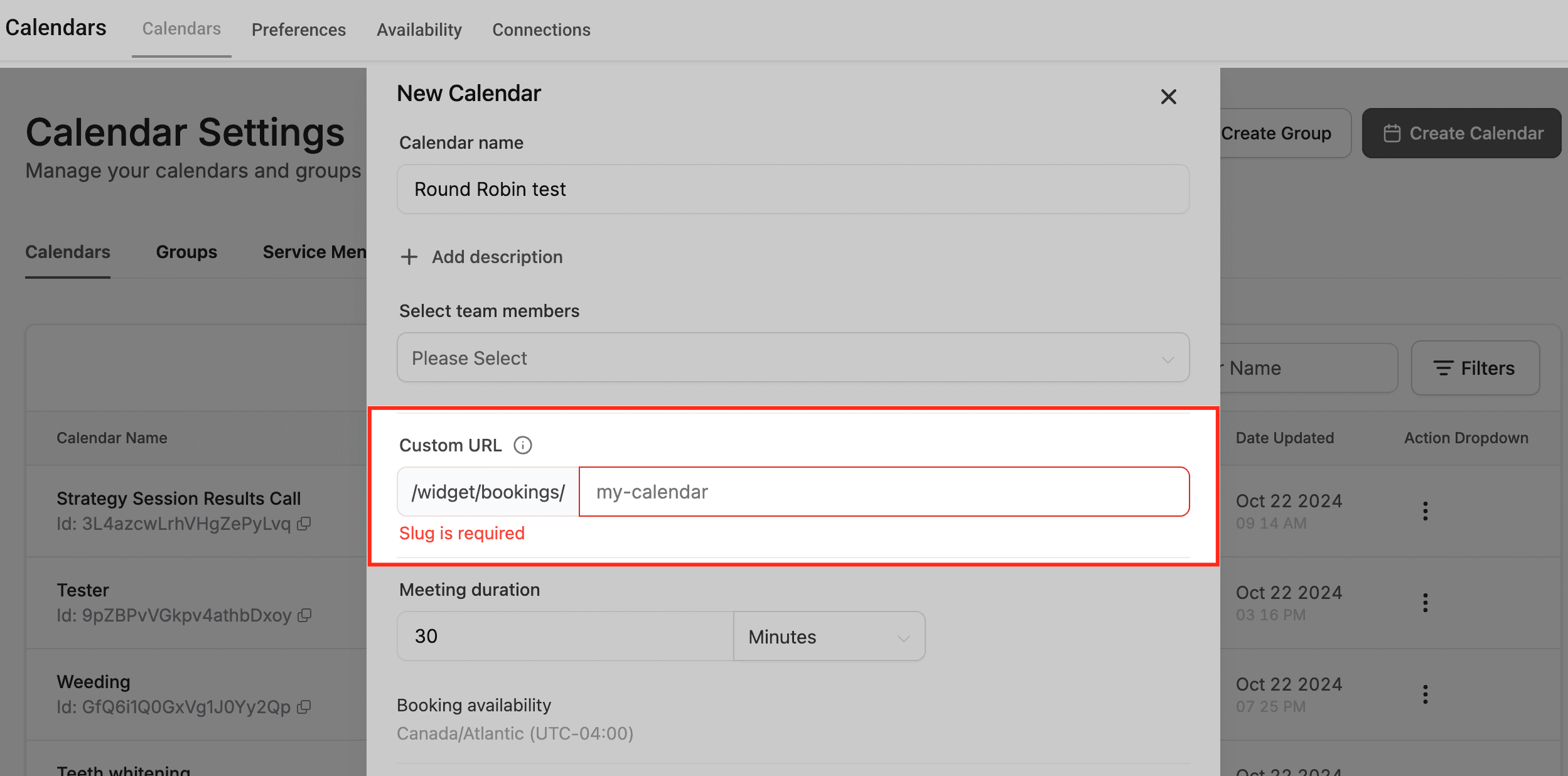 Schermata 5 — Calendari Round Robin: Configurazione, Distribuzione e Disponibilità