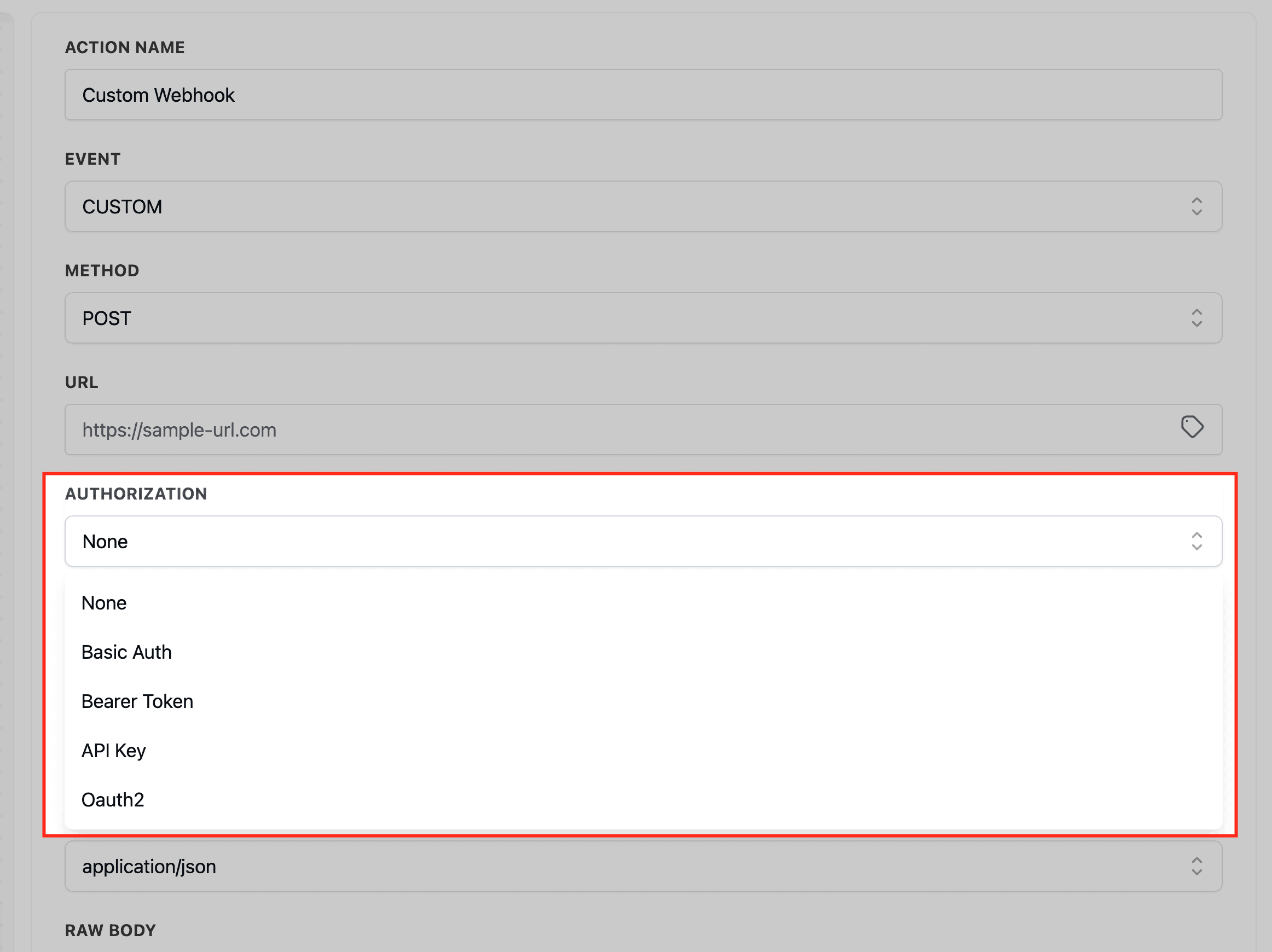 Schermata 7 — Azione Workflow - Custom Webhook