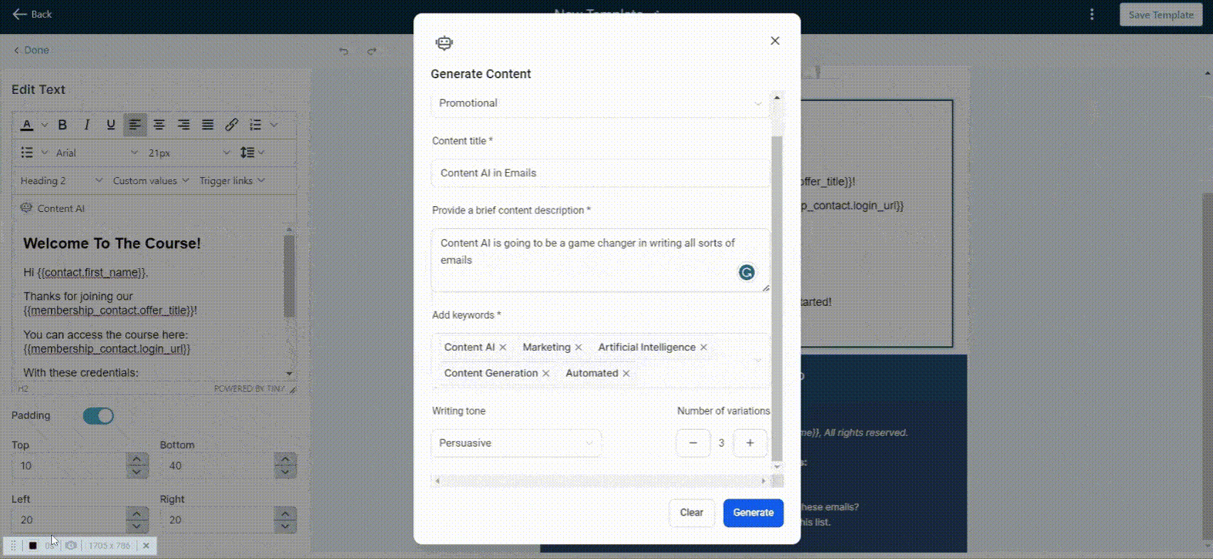 Schermata 12 — Come creare Email con Content AI?
