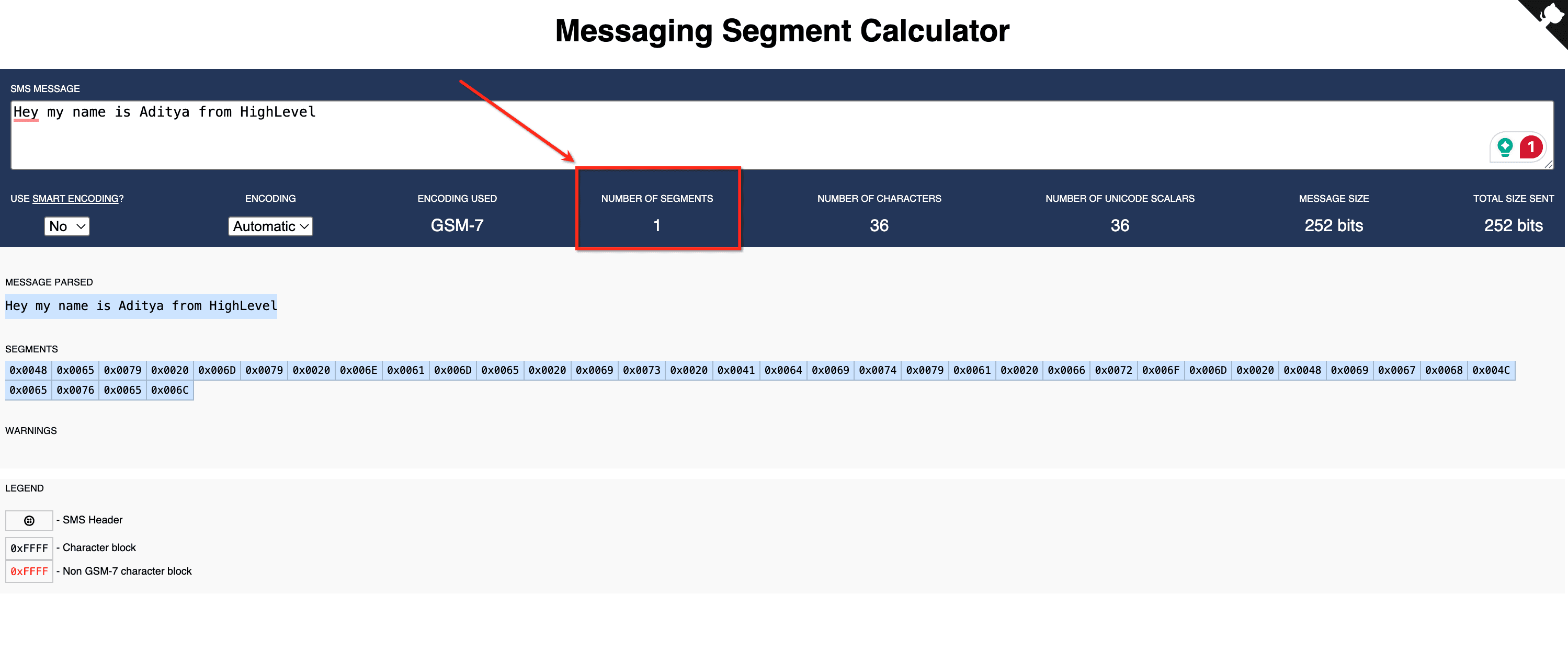 Schermata 1 — Come calcolare i costi di SMS e MMS