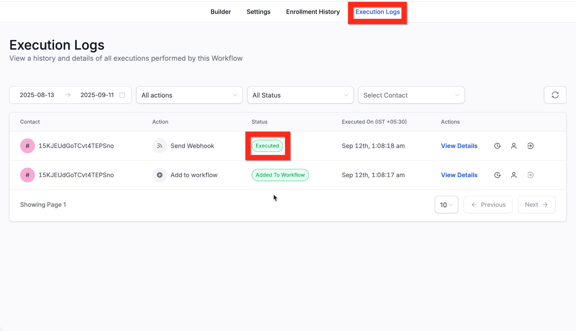 Schermata 6 — Azione Workflow - Webhook (In Uscita)