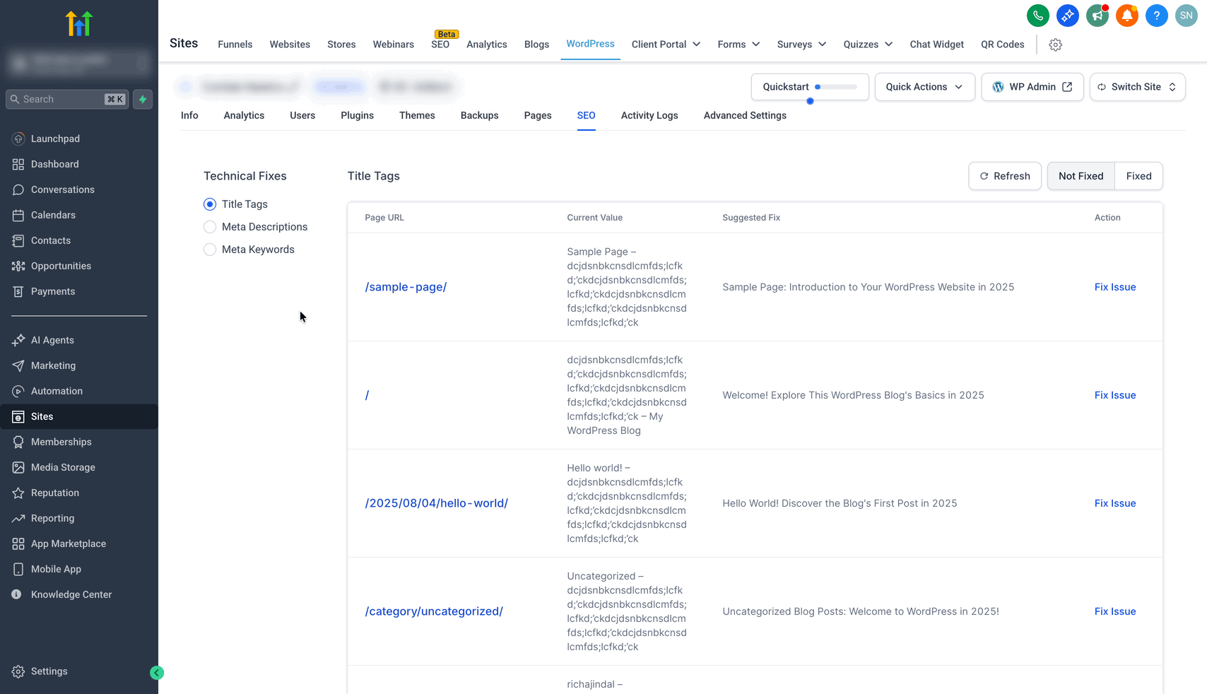 Schermata 9 — WordPress - Report SEO