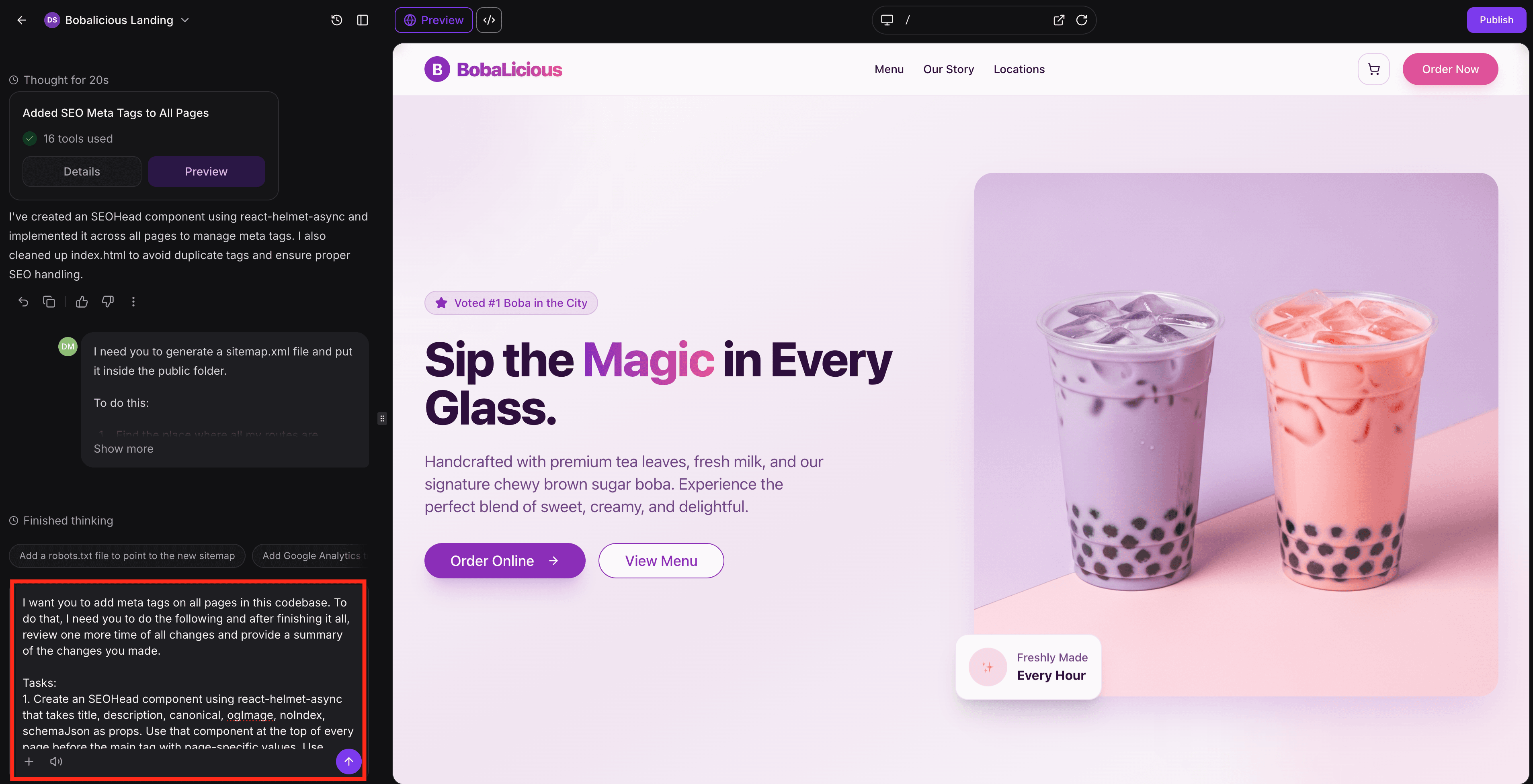 Schermata 11 — Supporto SEO Avanzato in AI Studio