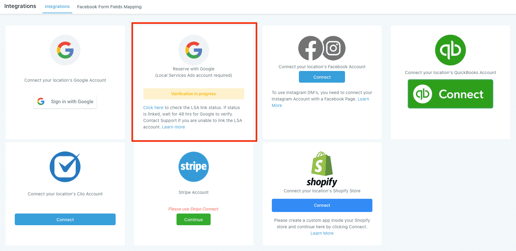 Schermata 7 — Integrazione Reserve with Google - Local Services Ads (LSA)