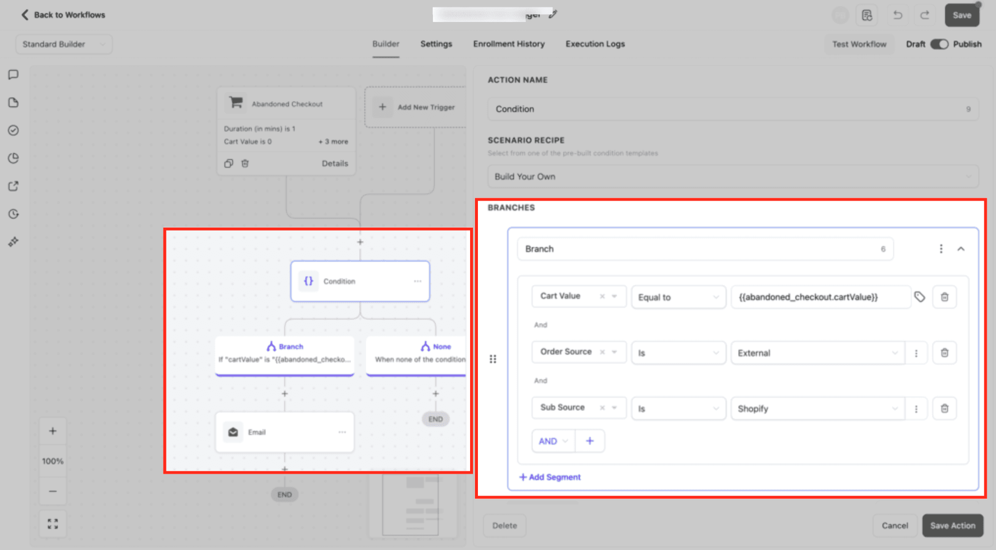 Schermata 6 — Workflow Trigger - Trigger Abandoned Checkout per negozi e-commerce