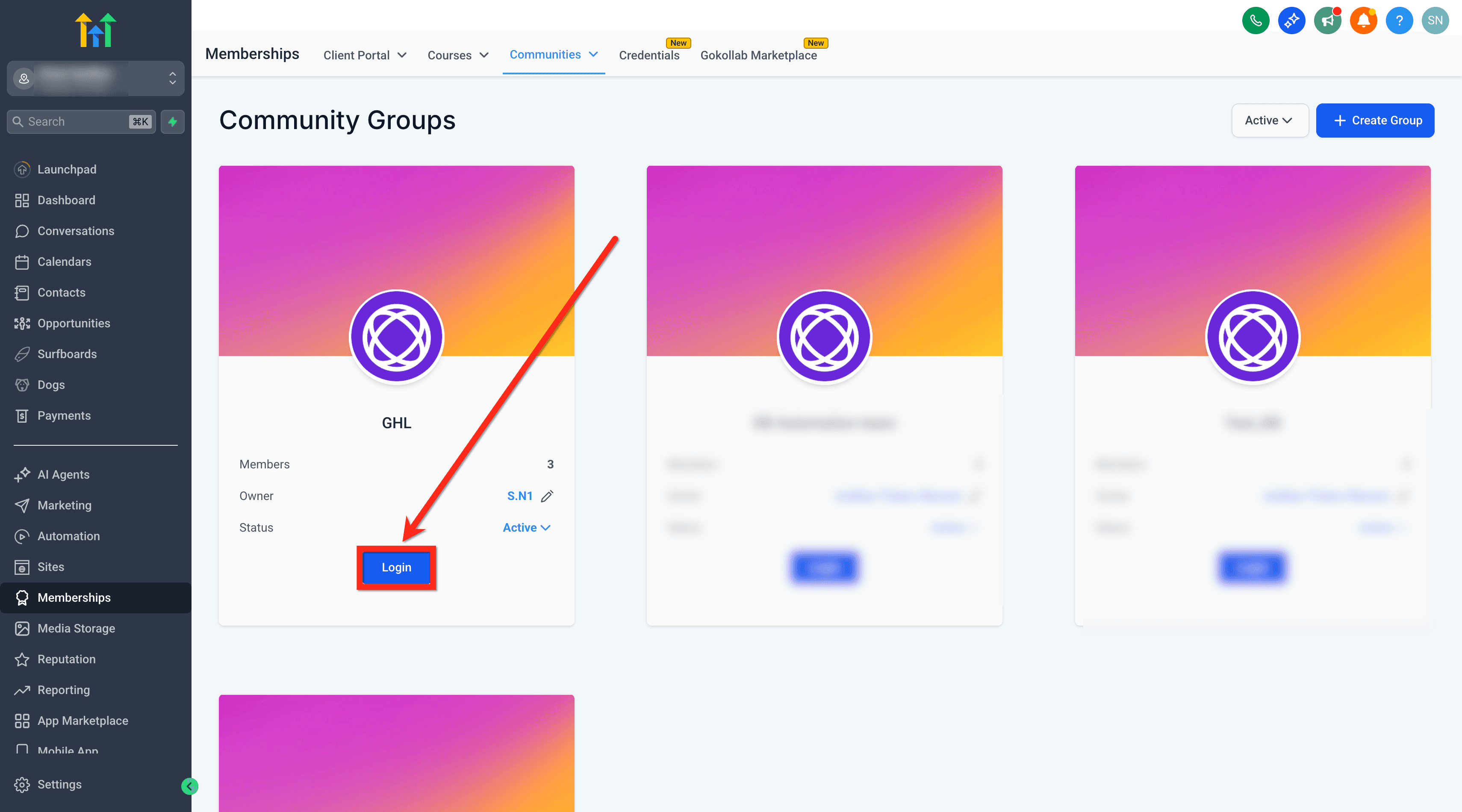 Schermata 2 — Communities - Corso Privato e Accesso ai Corsi per Membro Specifico