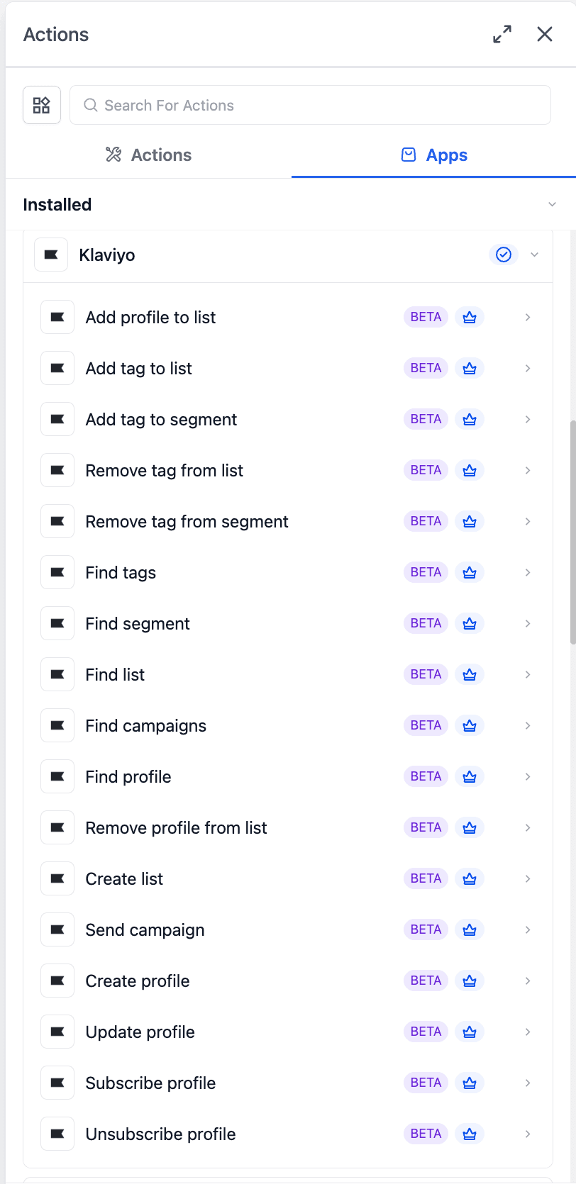 Schermata 4 — Klaviyo: Azioni e Trigger nei Workflow