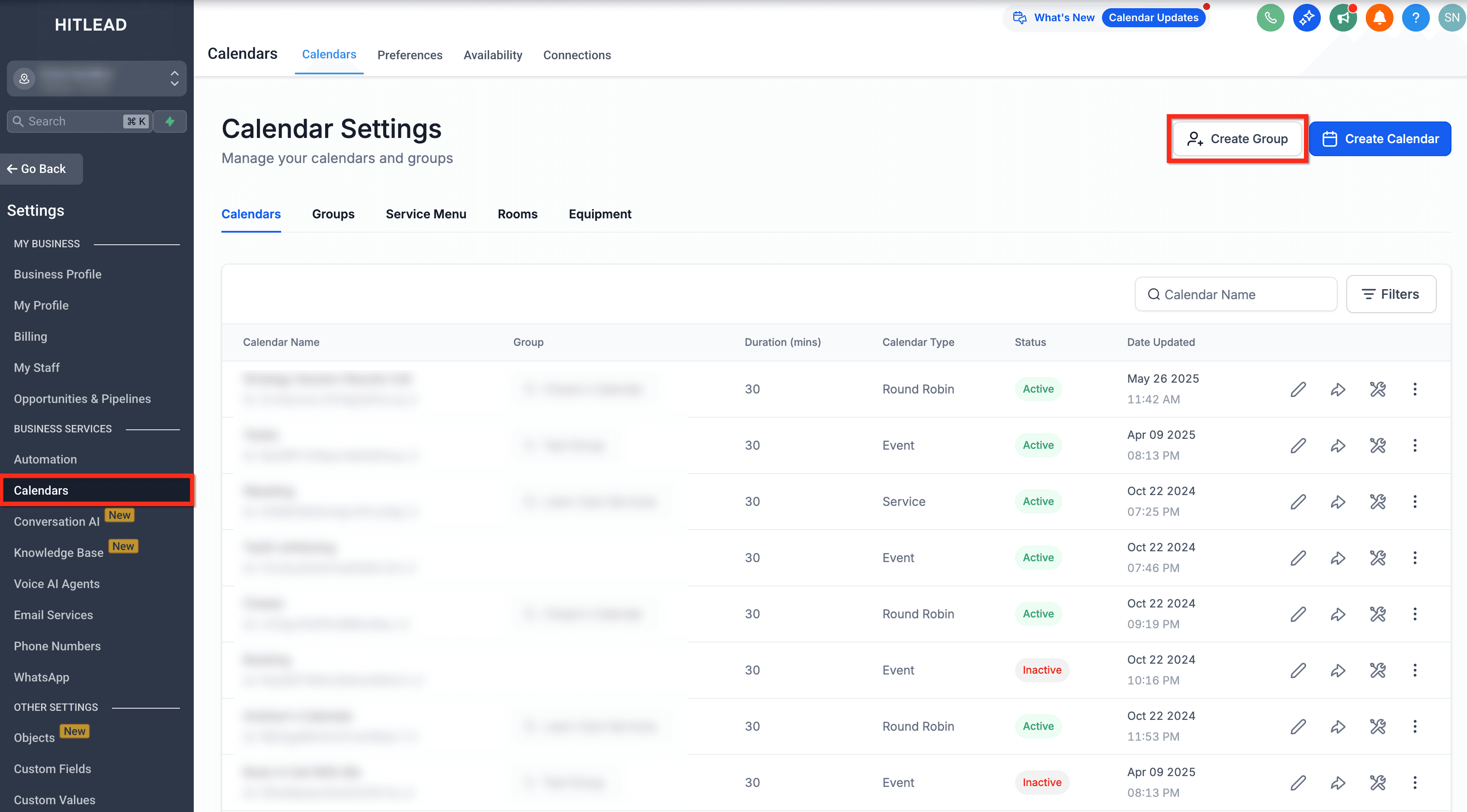 Schermata 2 — Panoramica e Guida alla Configurazione dei Calendari di Gruppo in HITLEAD
