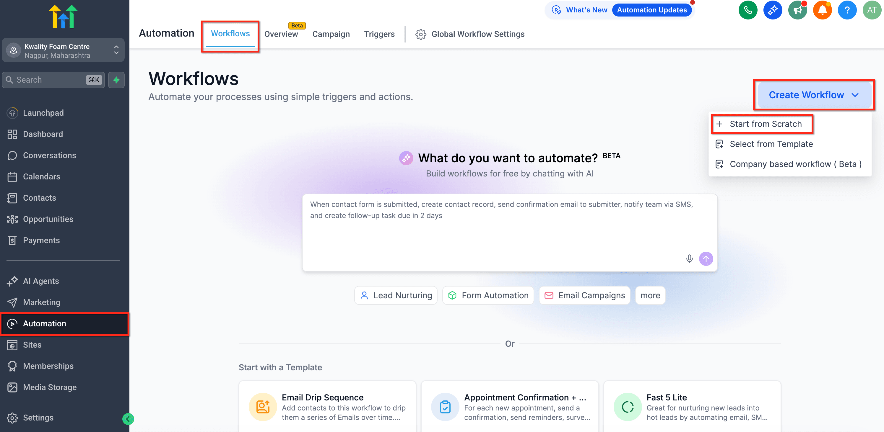 Schermata 7 — Pagina principale dei Workflow: Nuova Esperienza di Onboarding