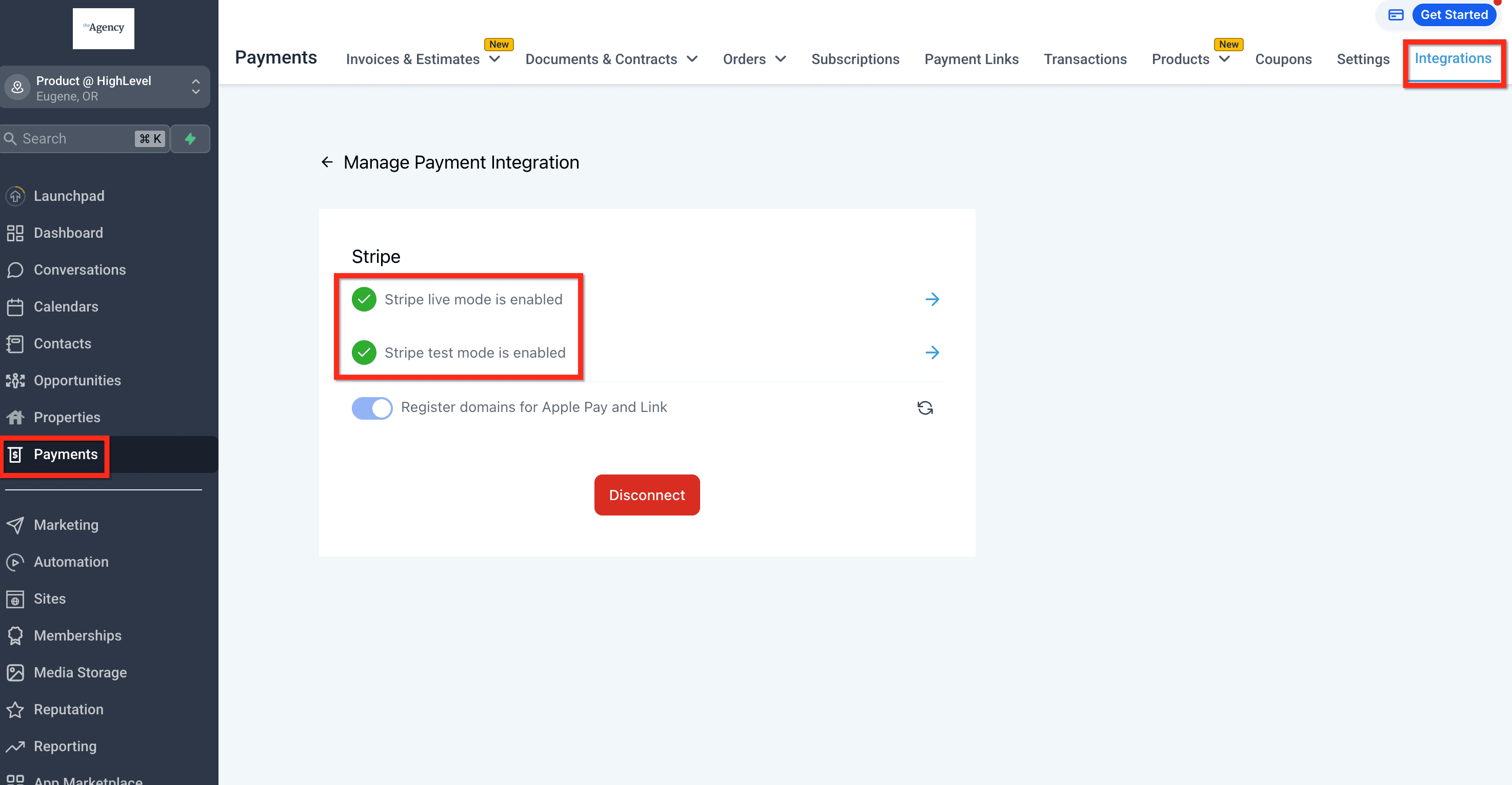 Schermata 5 — Come connettere Stripe al tuo sub-account