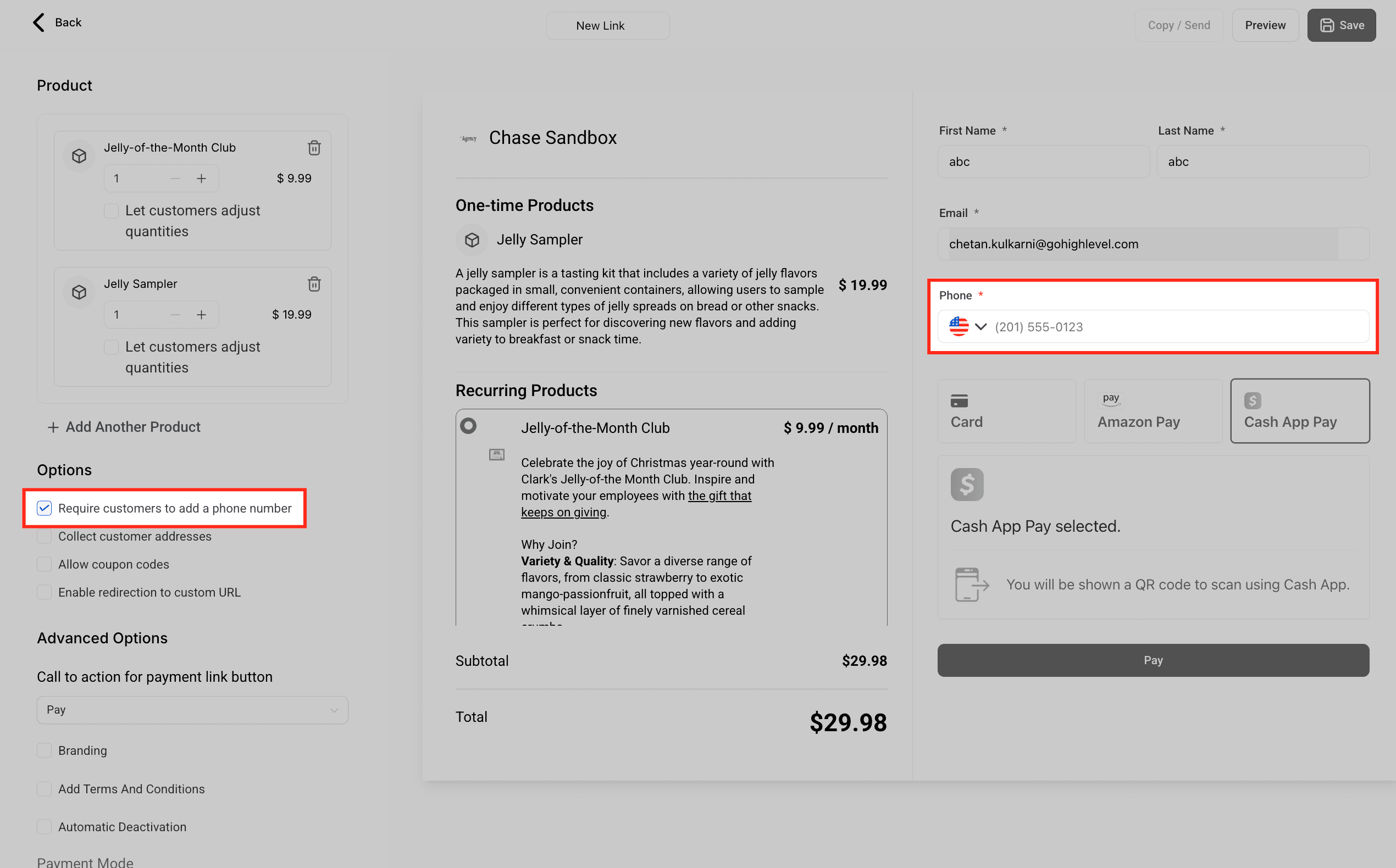 Schermata 6 — Come configurare un Payment Link per più prodotti (una tantum e ricorrenti)