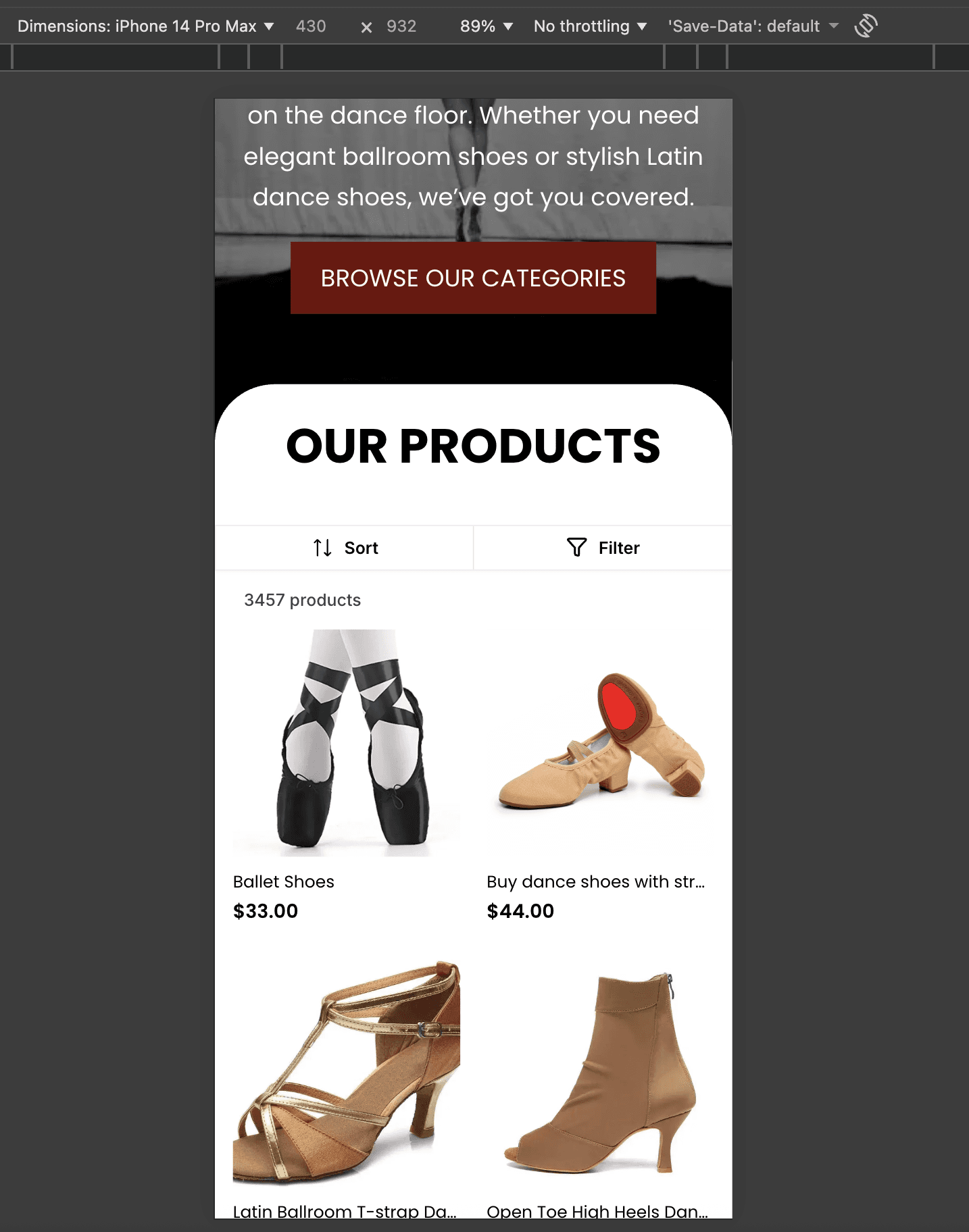 Schermata 5 — Come ordinare e filtrare i prodotti nel Site Builder Ecommerce di HITLEAD