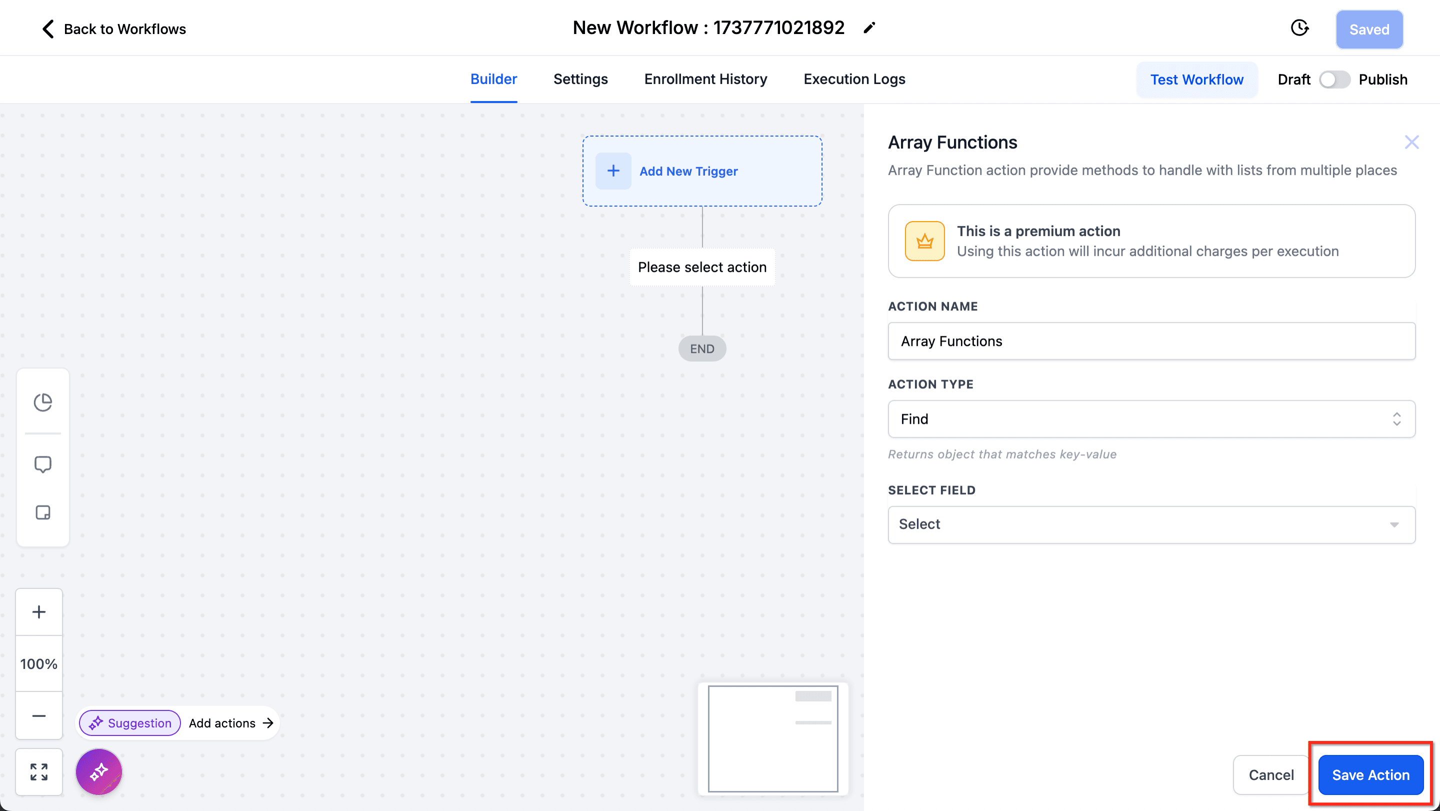 Schermata 5 — Azione Workflow - Array Formatter