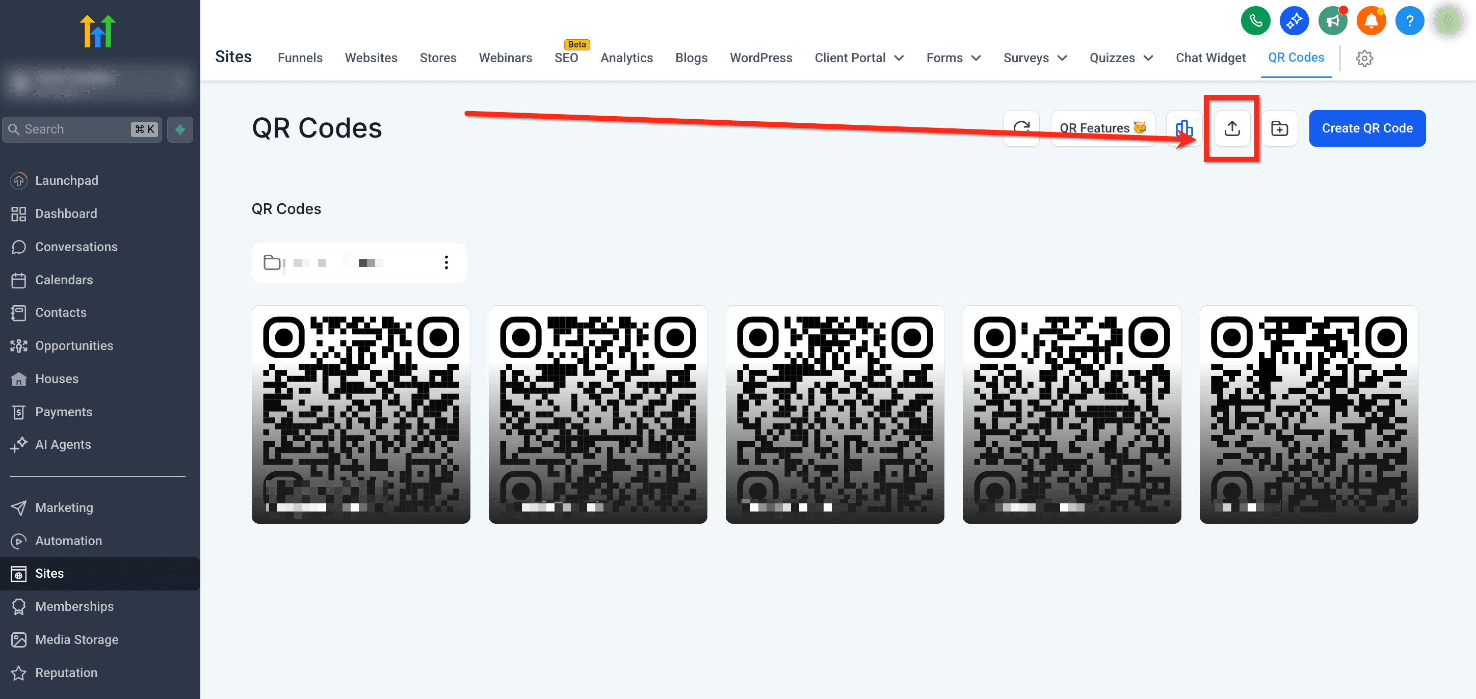 Schermata 6 — Creazione QR Code in blocco