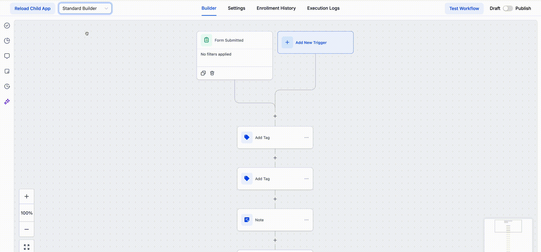 Schermata 6 — Advanced Builder per i Workflow