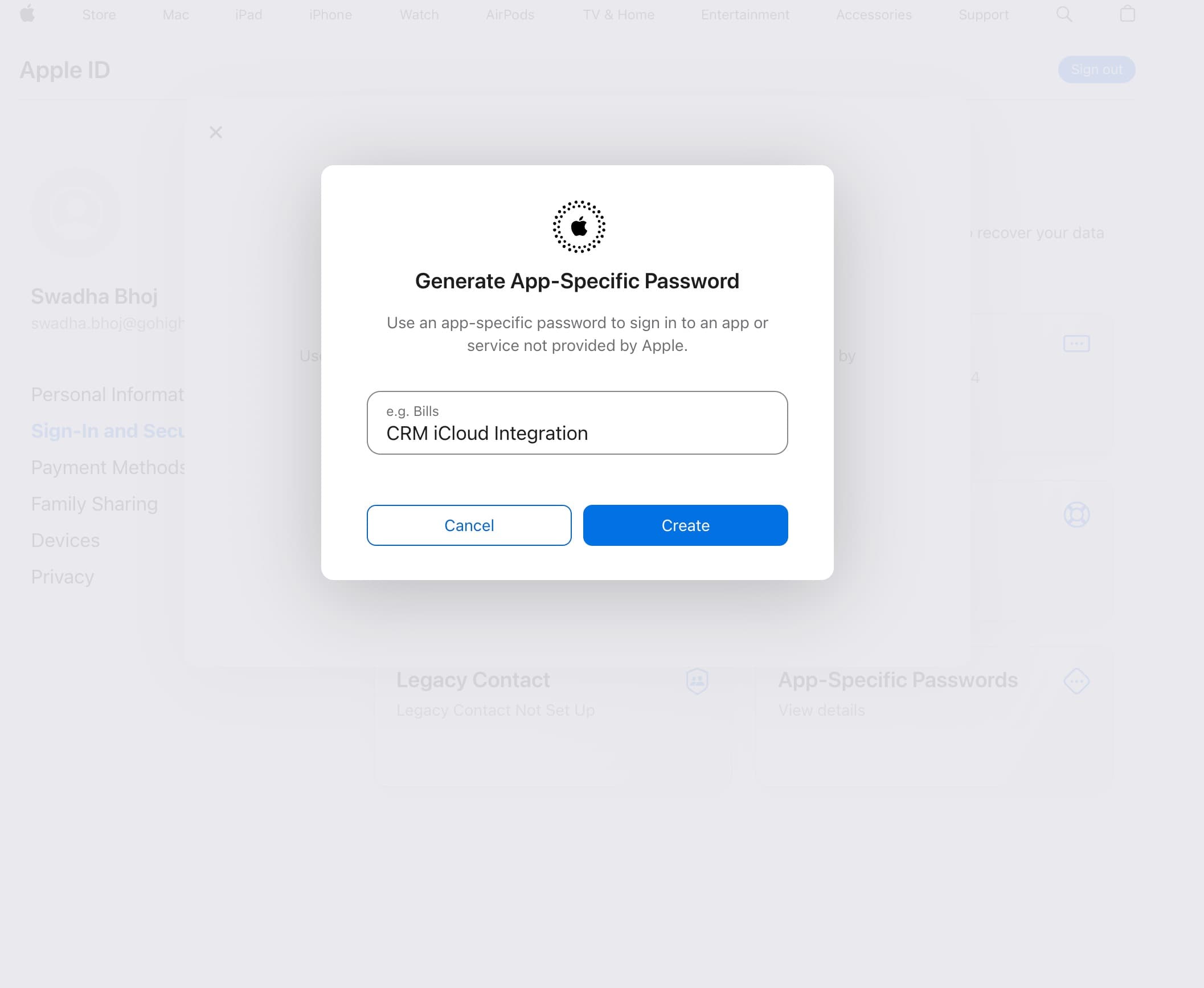 Campo etichetta password